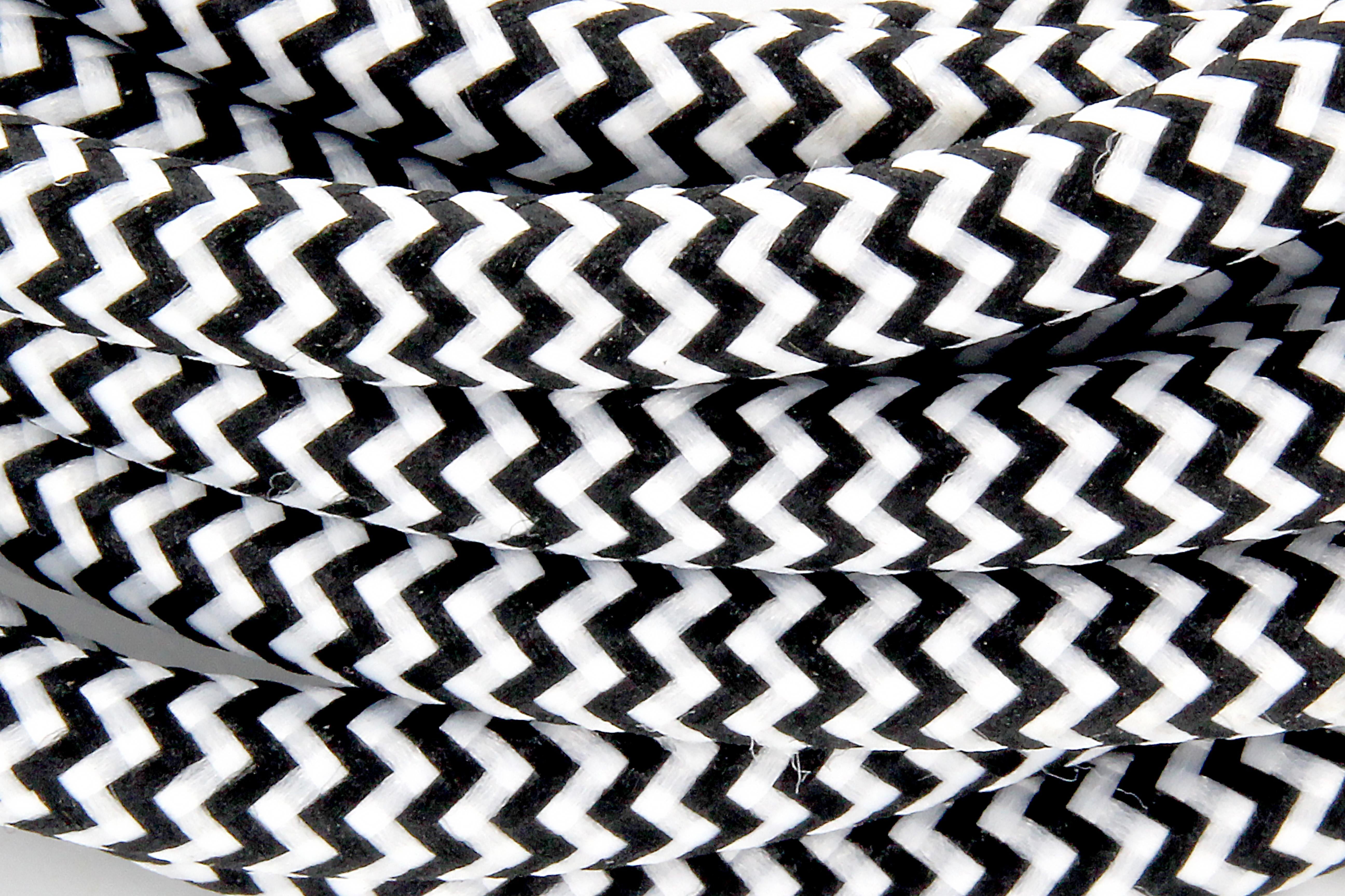 Cavo rivestito in tessuto bicolore con interruttore 2 m - Bianco/Nero