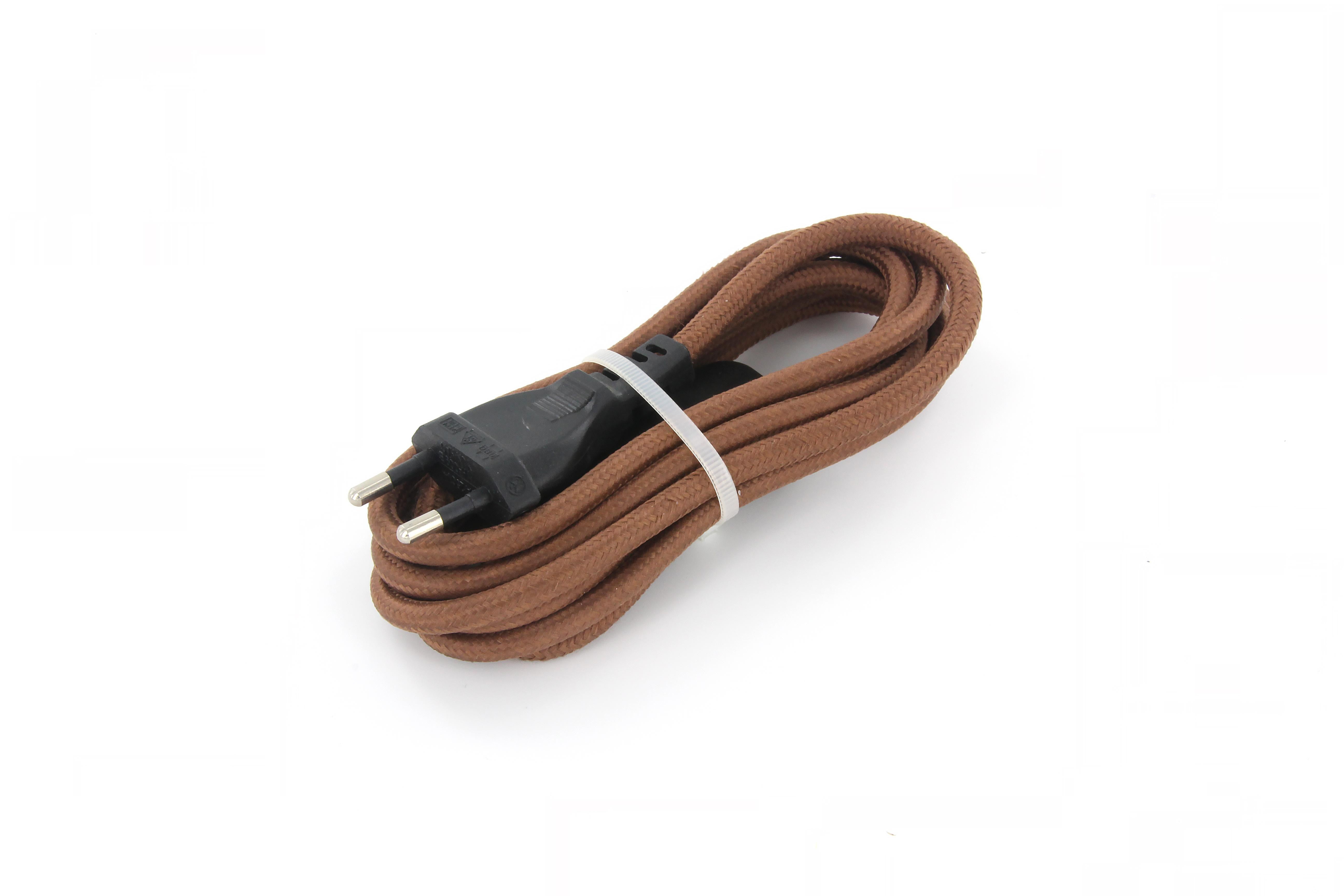 Cordon textile avec interrupteur 2m - Brun