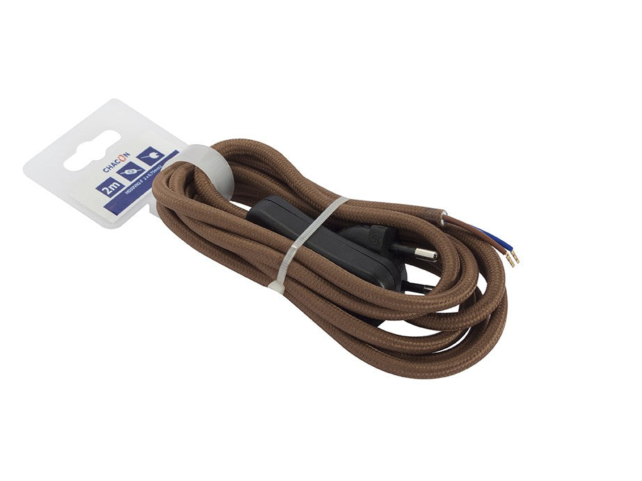 Cordon textile avec interrupteur 2m - Brun