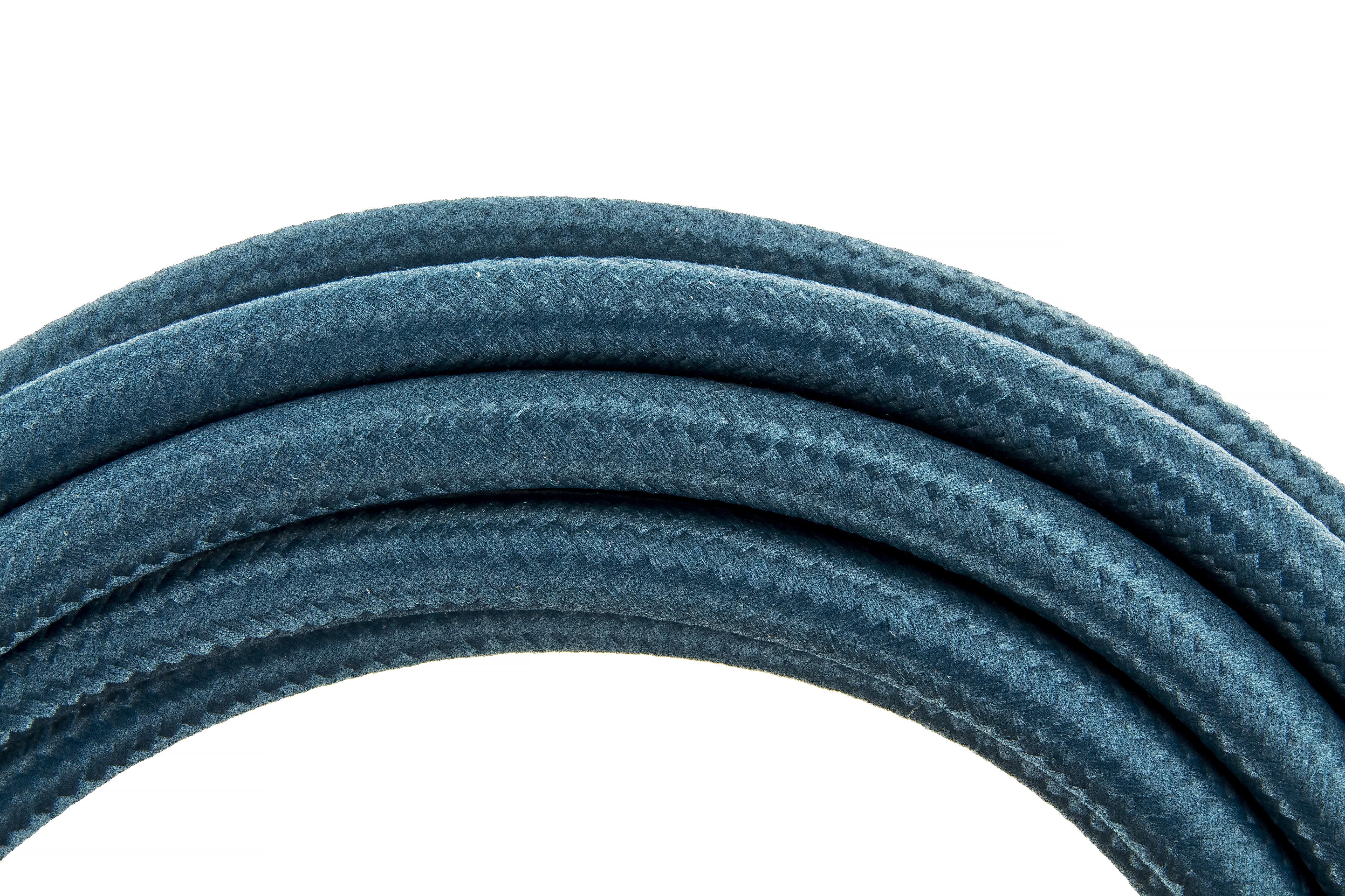 Cavo rivestito in tessuto con interruttore 2 m - Blu pavone