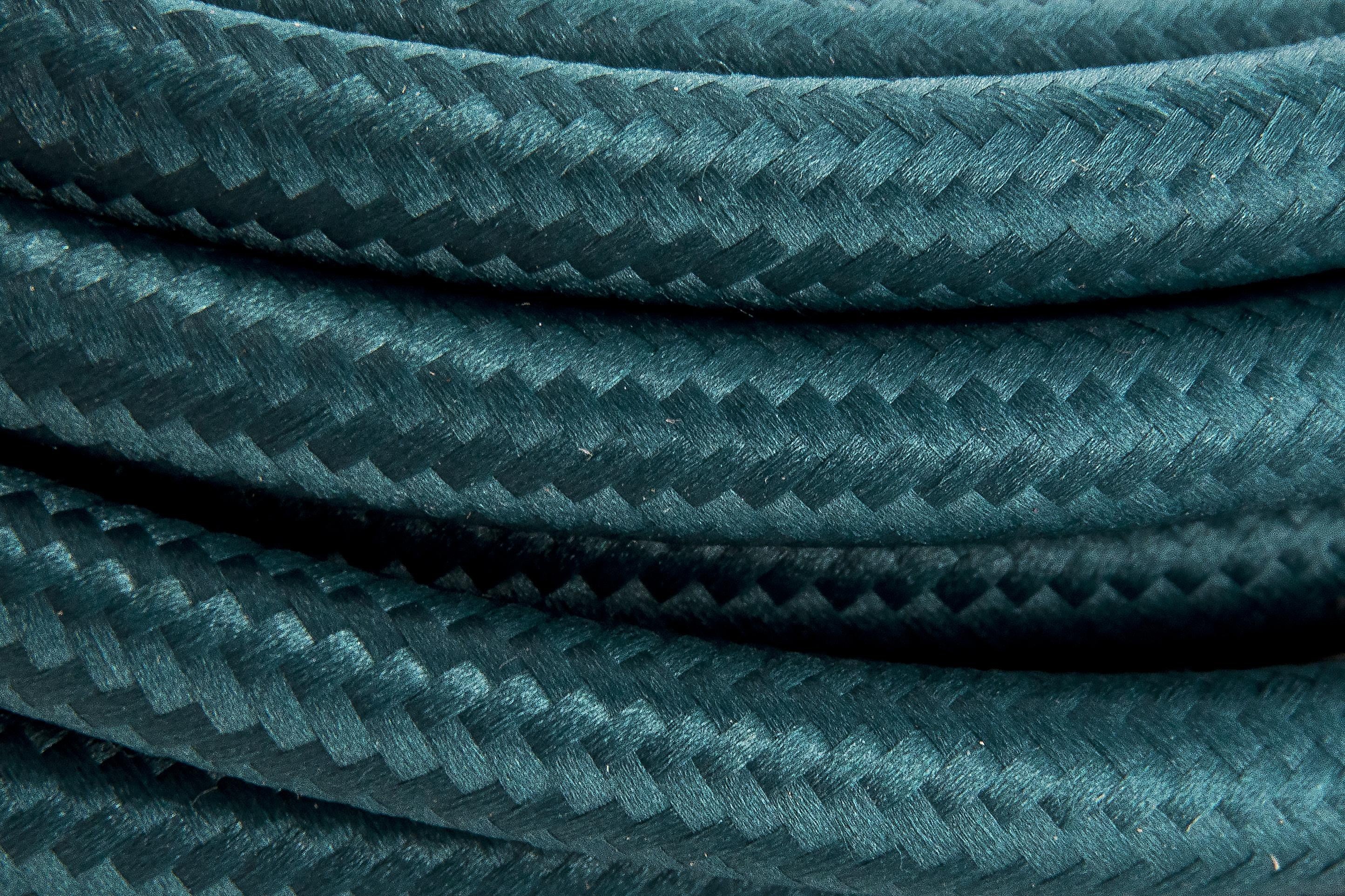 Cavo rivestito in tessuto con interruttore 2 m - Blu pavone