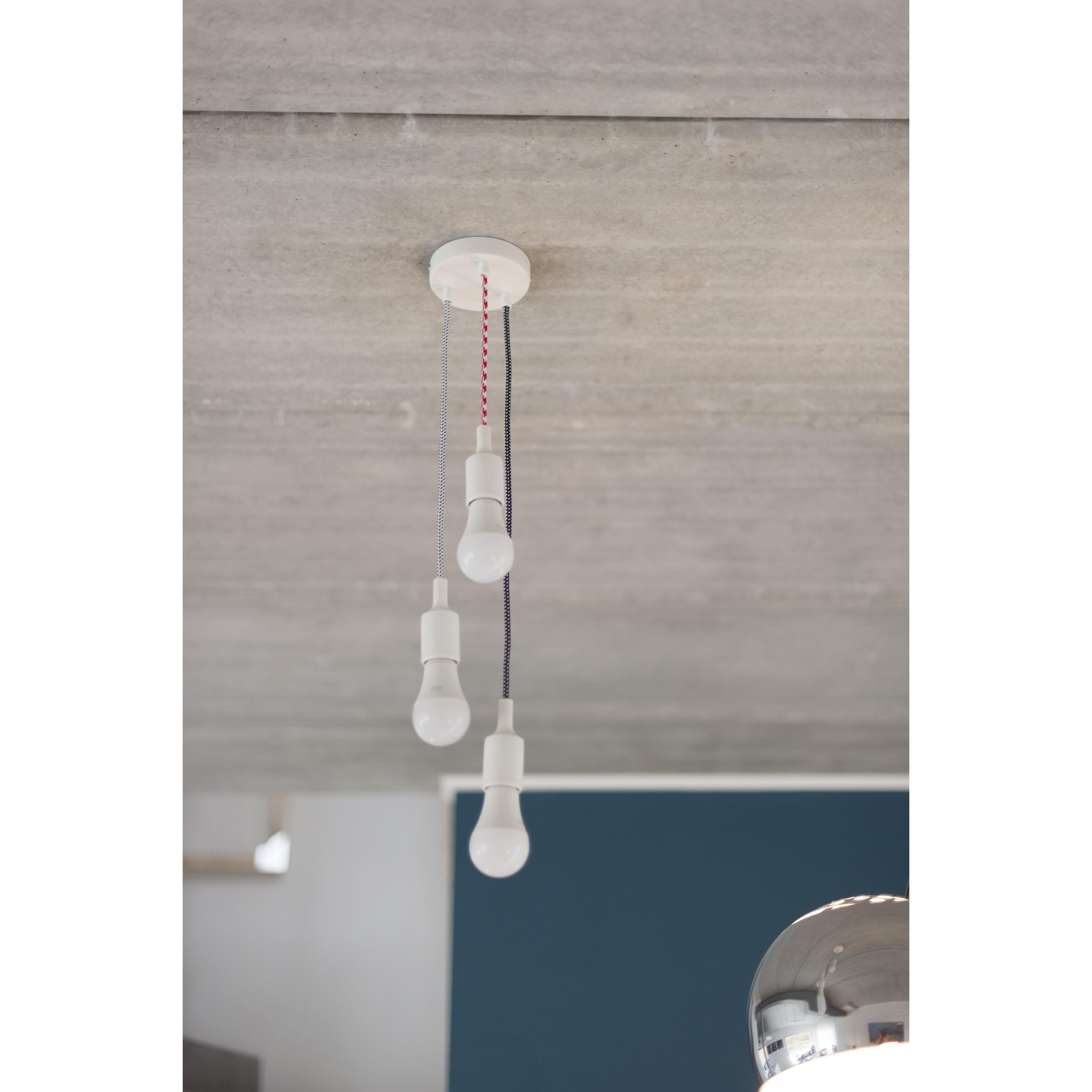 Cabo têxtil de seda - 3m - Branco / Vermelho