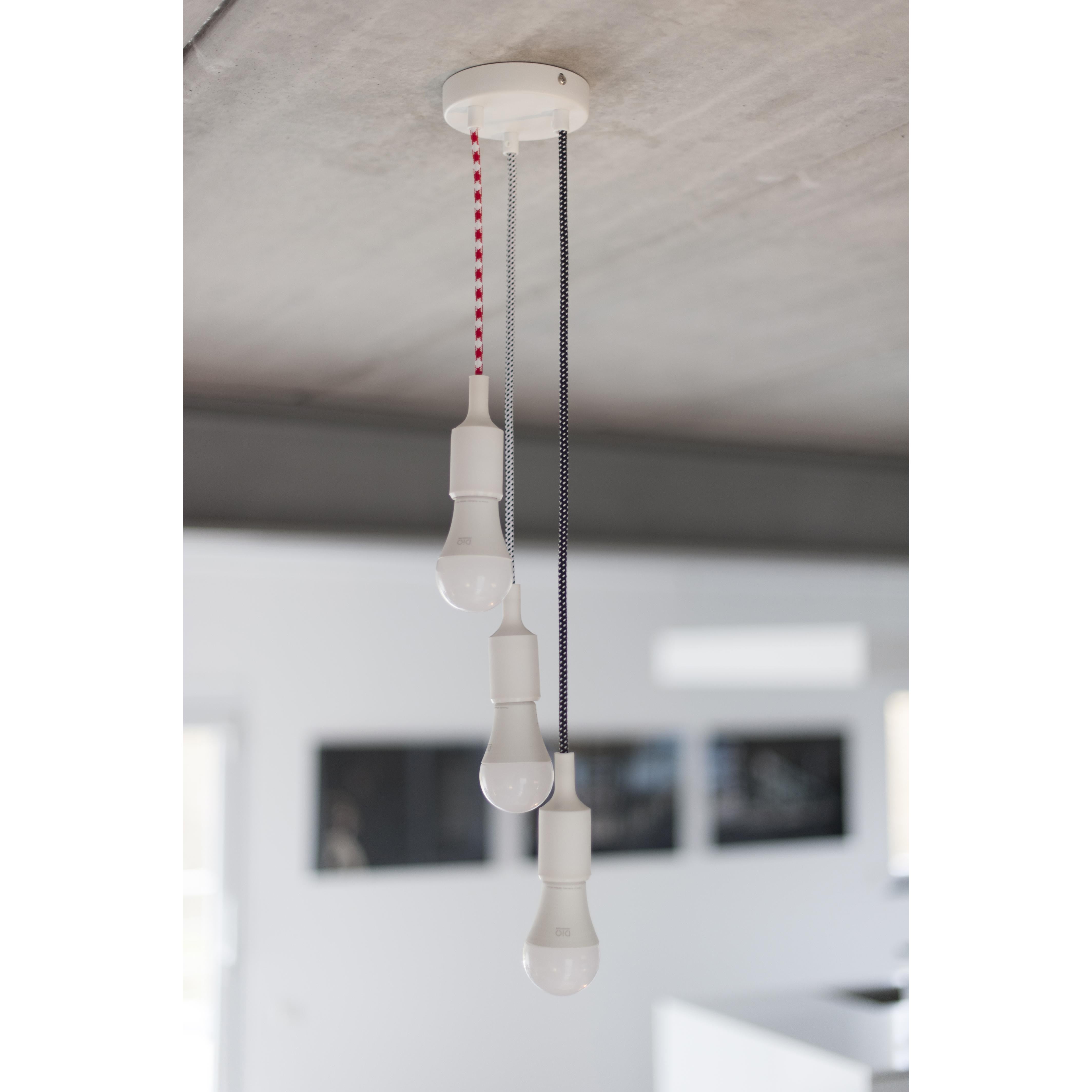 Cabo têxtil de seda - 3m - Branco / Vermelho