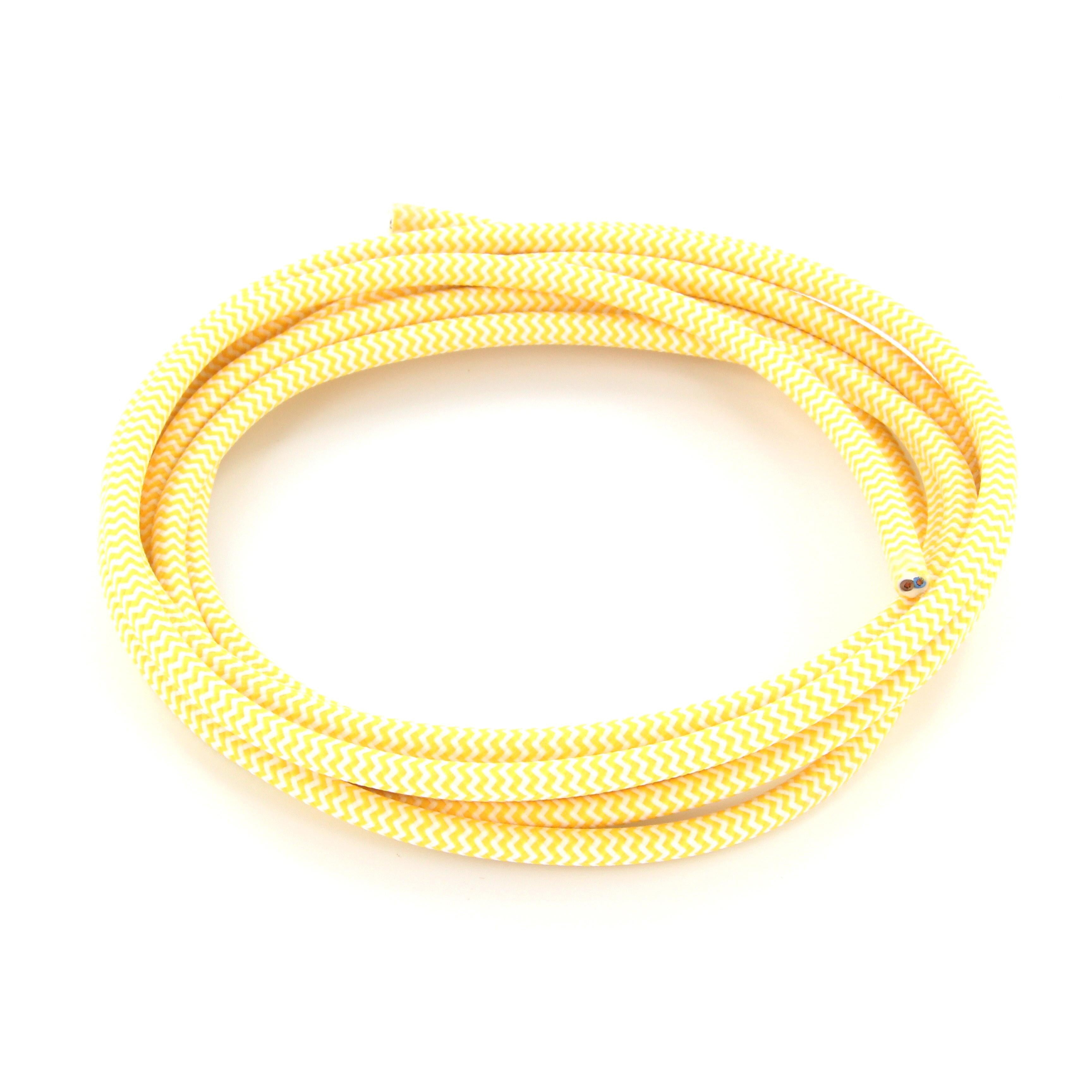 Yellow and white zigzag fabric cable, 3 m