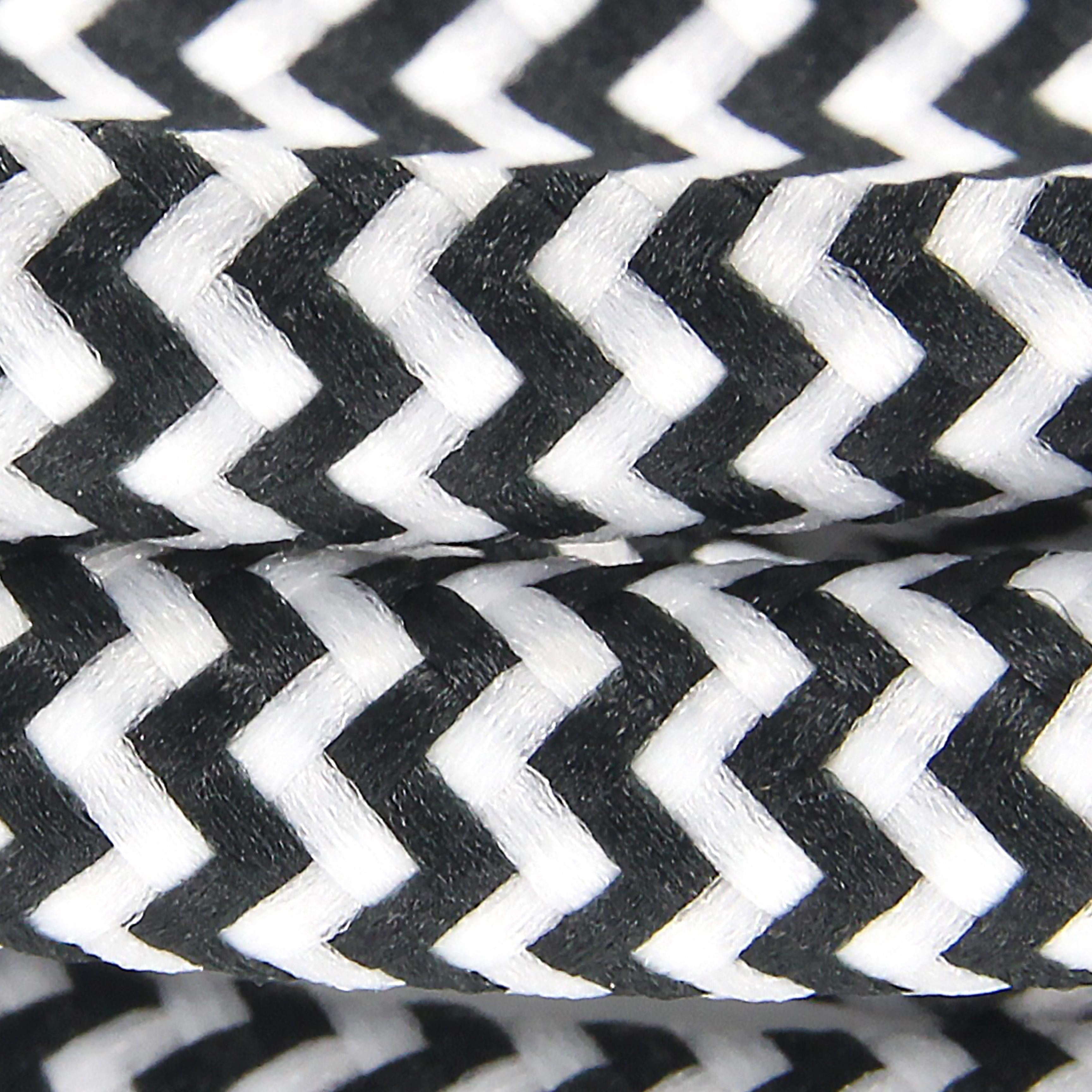 Zijden stoffen snoer met zigzagmotief – 3 m – zwart / wit