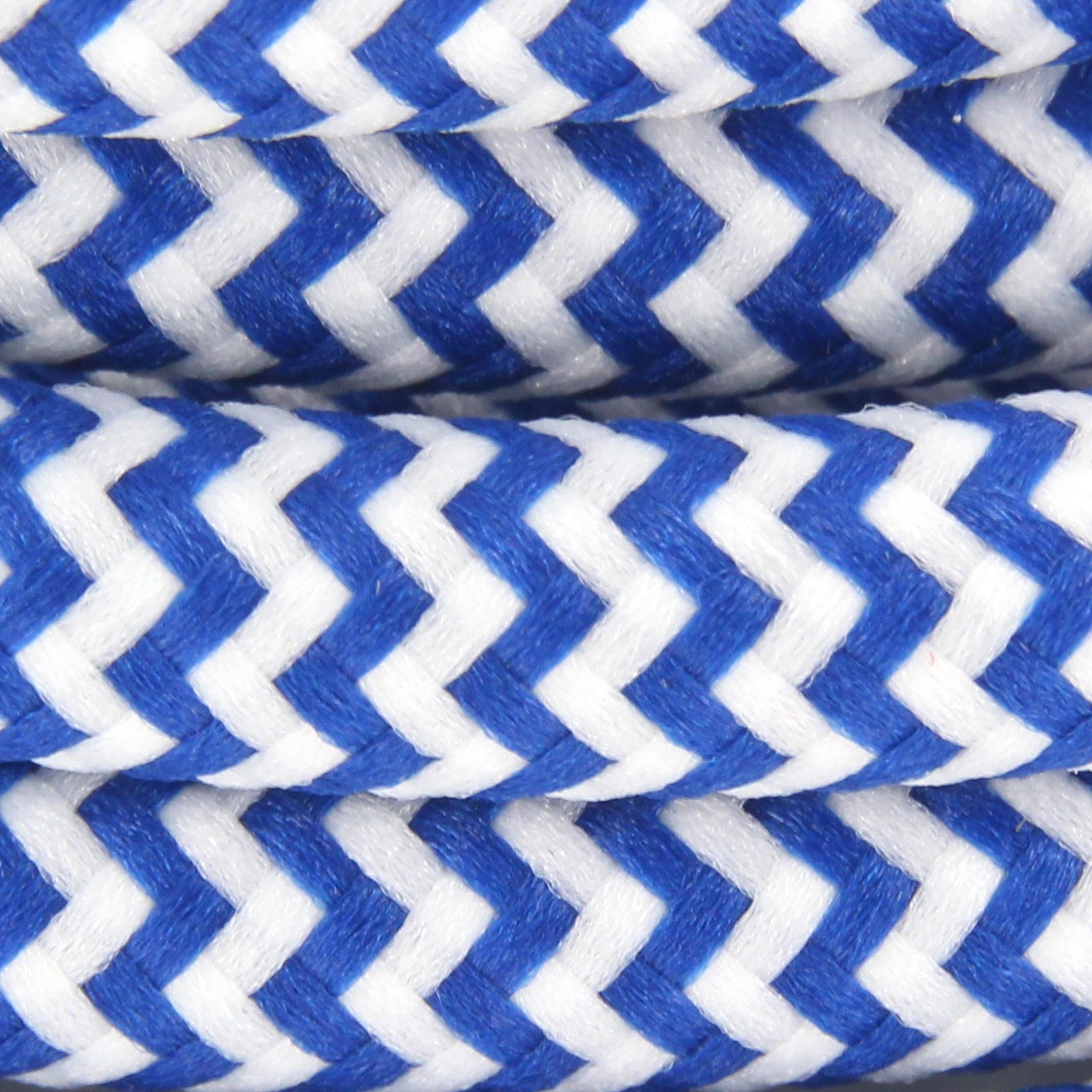 Cabo têxtil de seda em ziguezague - 3m - Azul / Branco