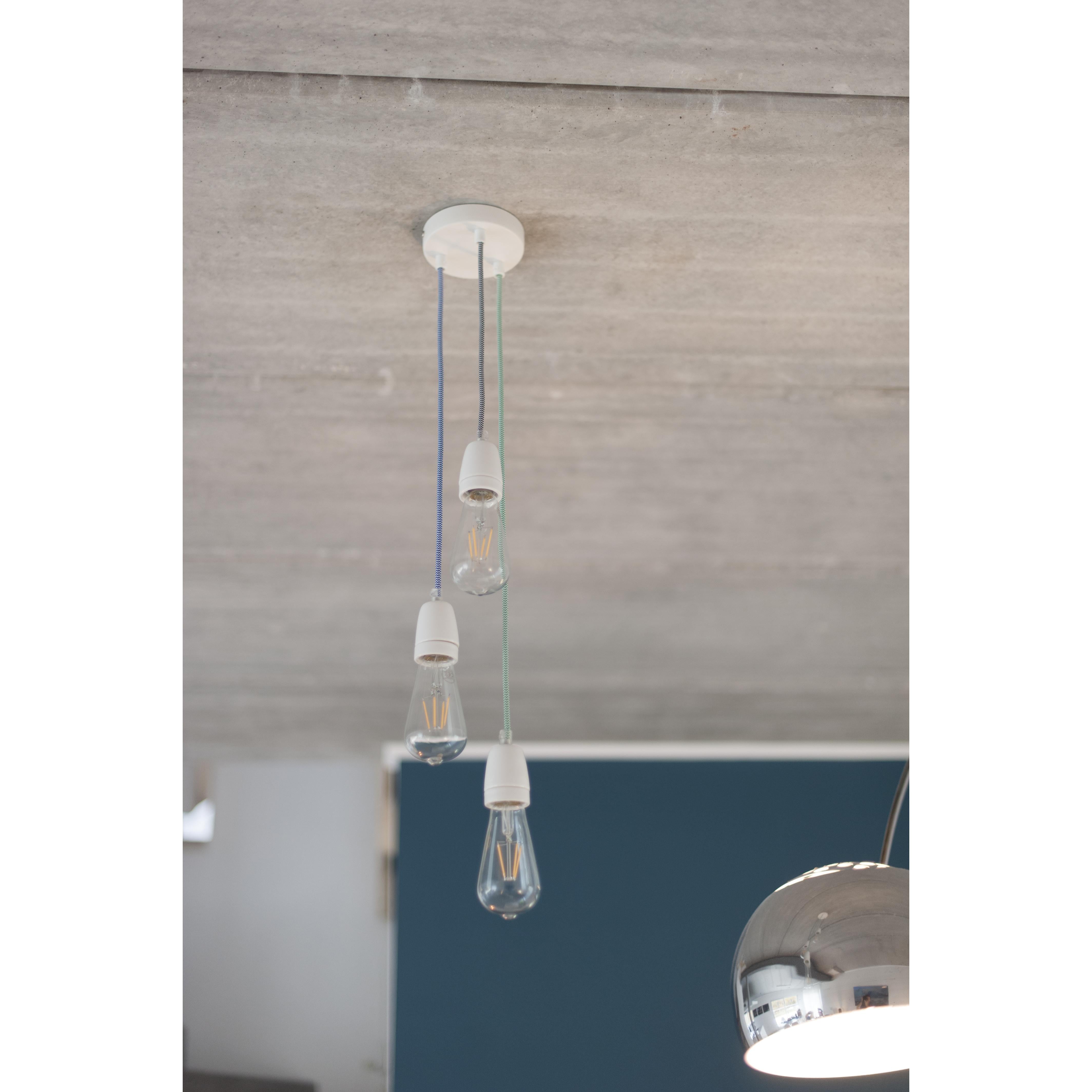 Câble textile soie zigzag - 3m - Bleu/Blanc