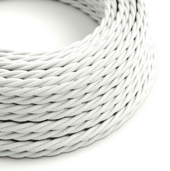 Cavo rivestito in tessuto in seta intrecciato - 3 m - Bianco