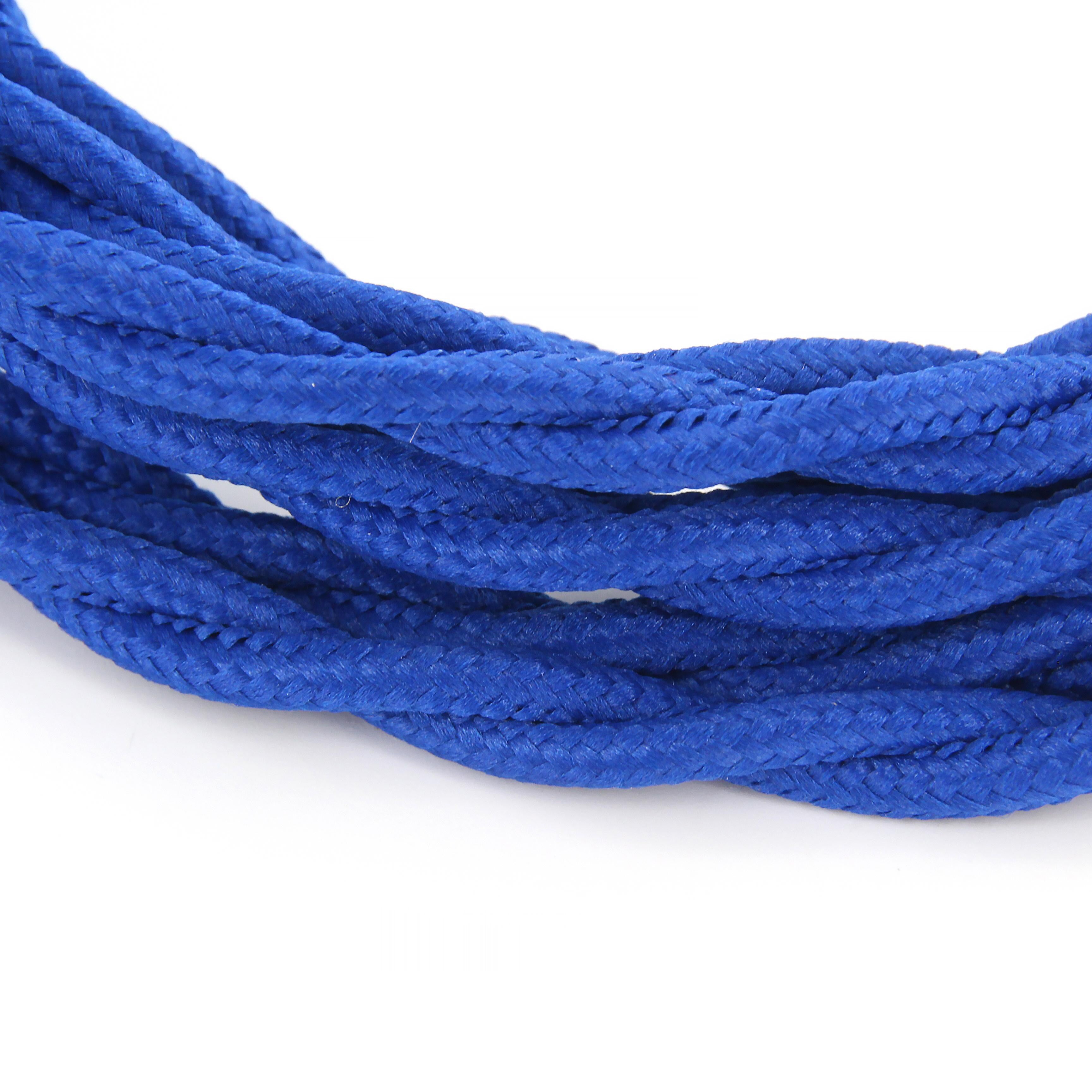 Cabo têxtil de seda entrançado - 3m - Azul