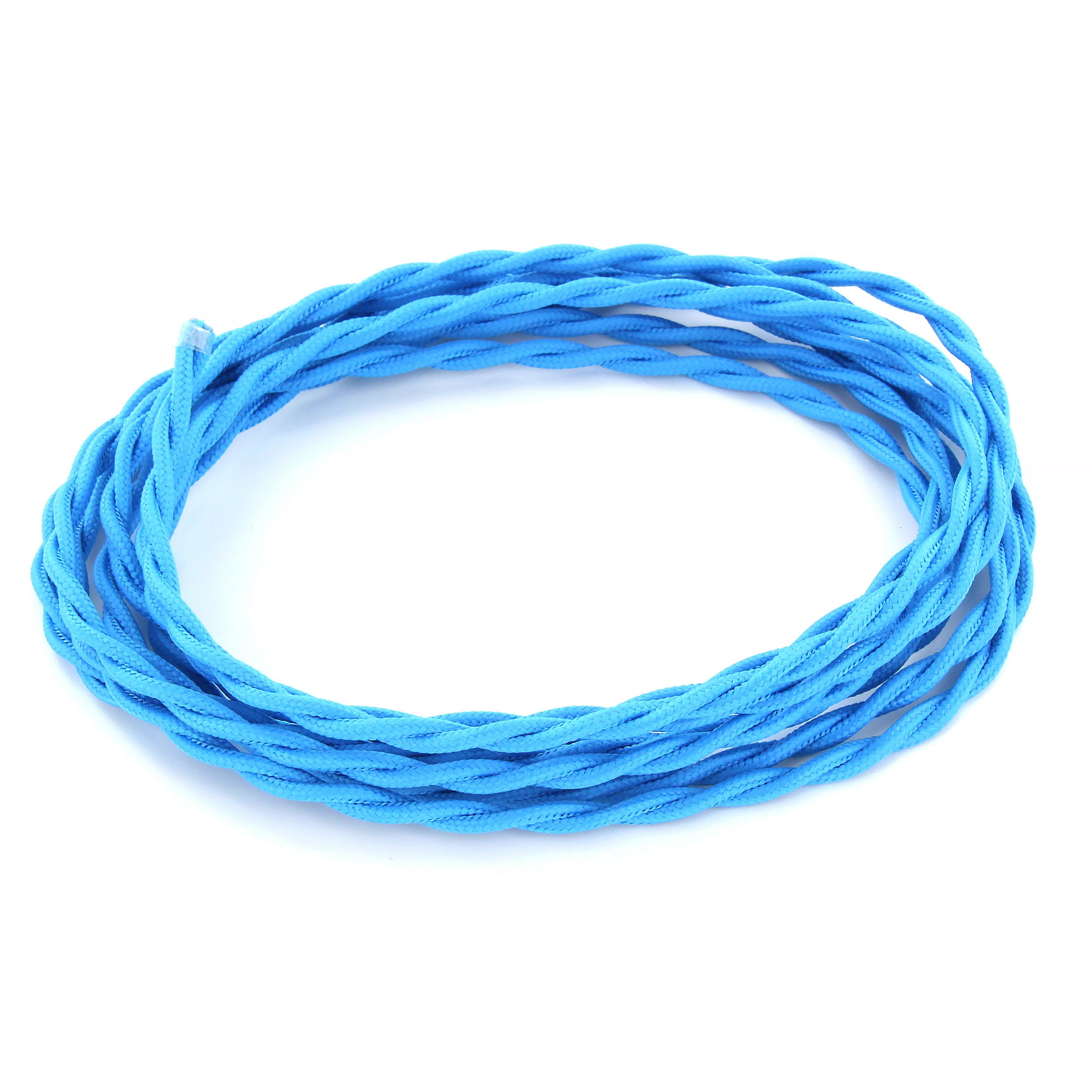 Cabo têxtil de seda entrançado - 3m - Turquesa