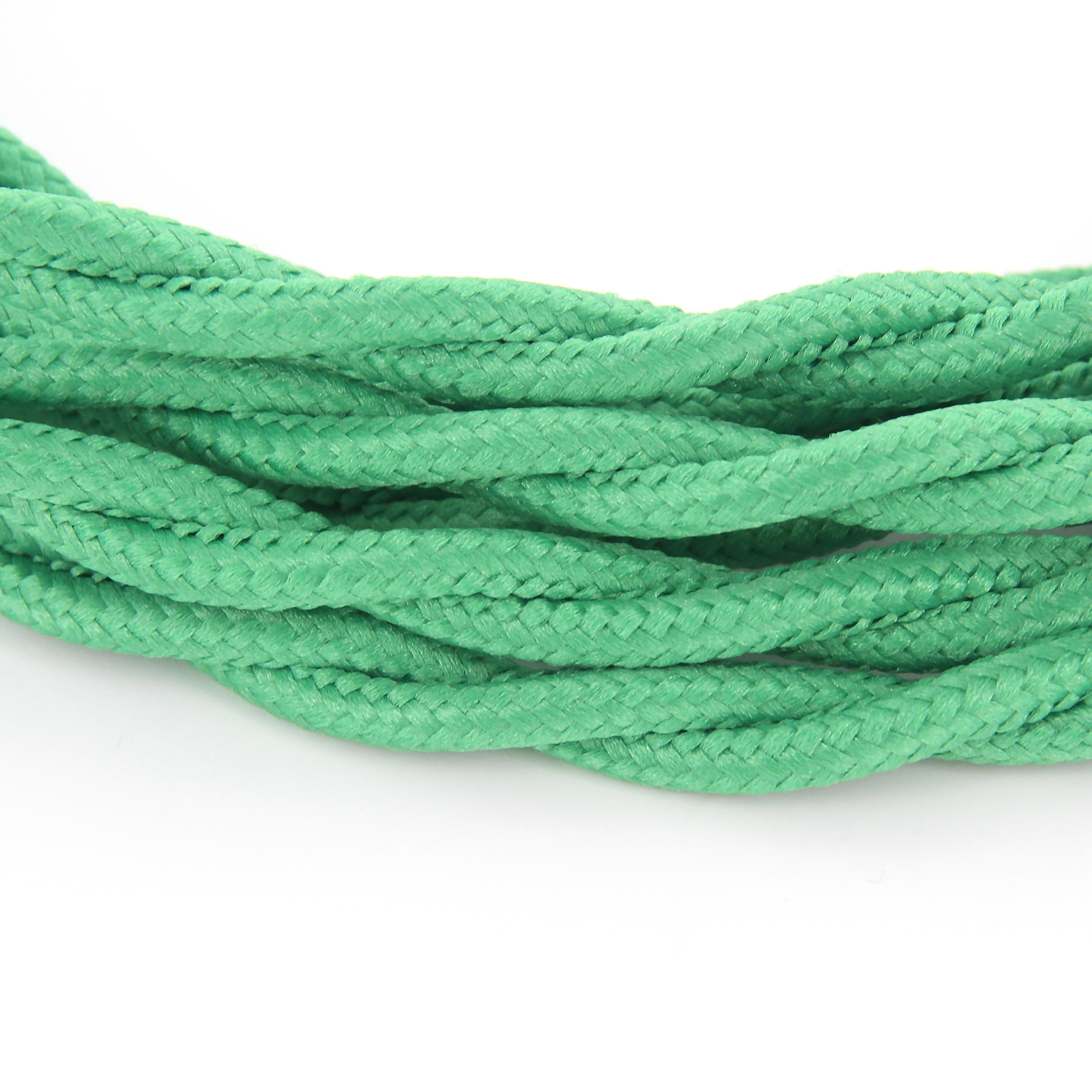 Cabo têxtil de seda entrançado - 3m - Verde