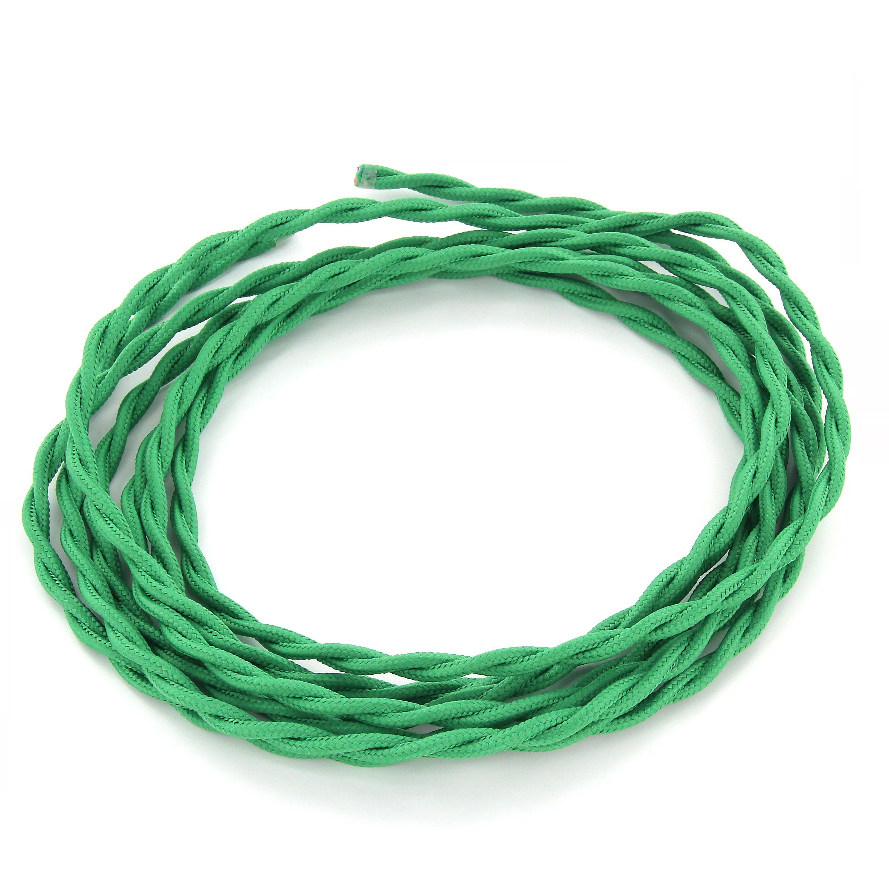 Cavo rivestito in tessuto in seta intrecciato - 3 m - Verde
