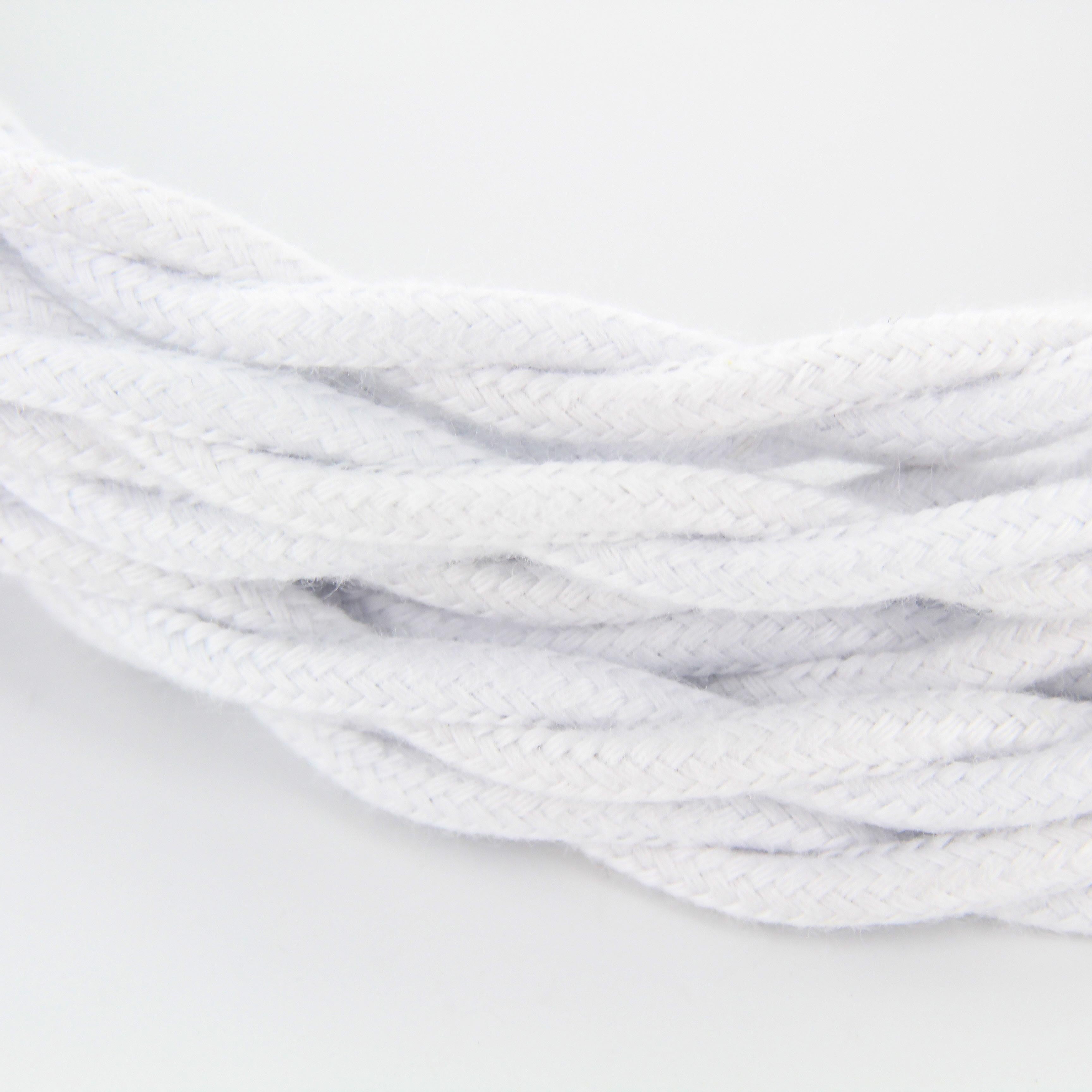 Cabo têxtil de algodão entrançado - 3m - Branco