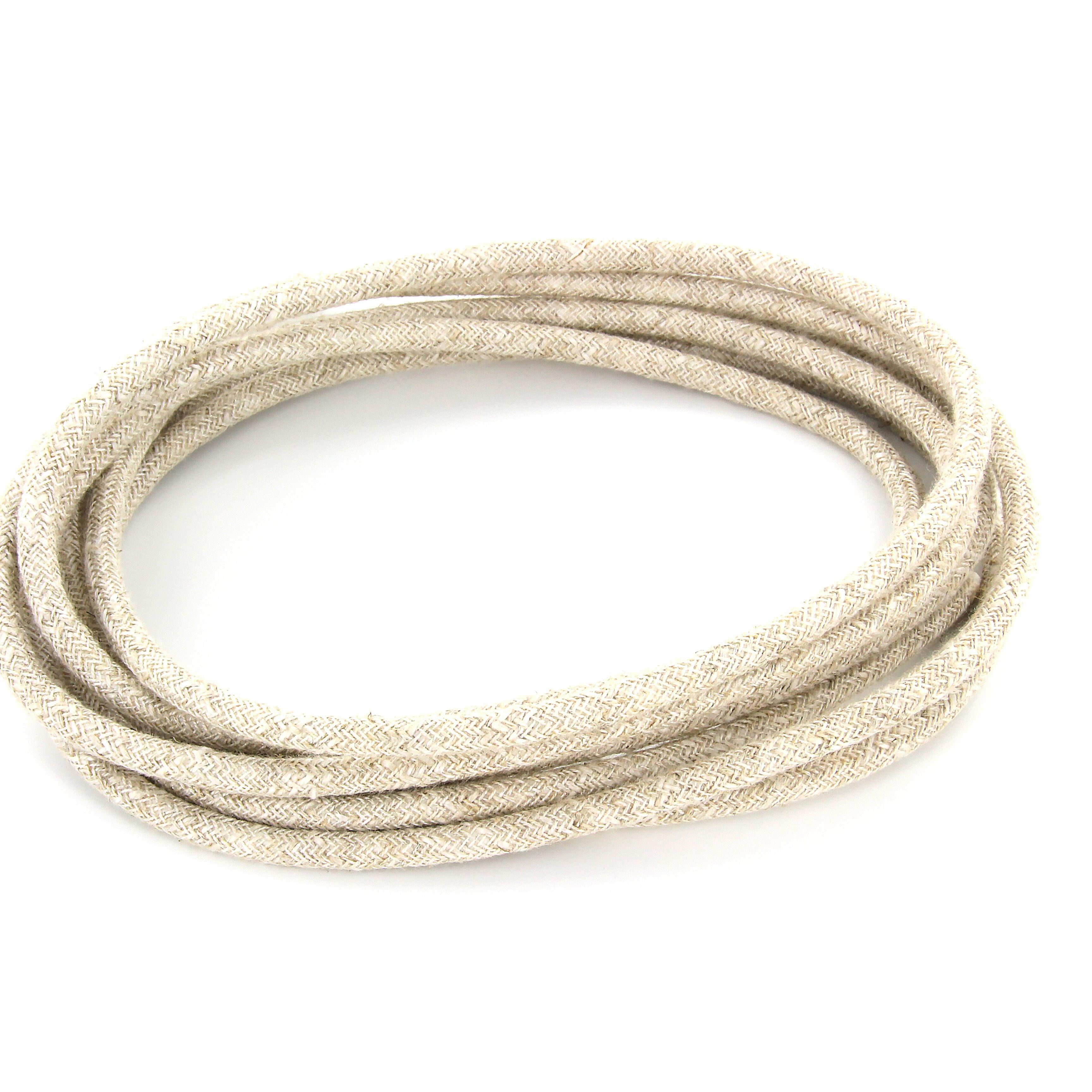 Cavo rivestito in tessuto - 3 m - Lino naturale