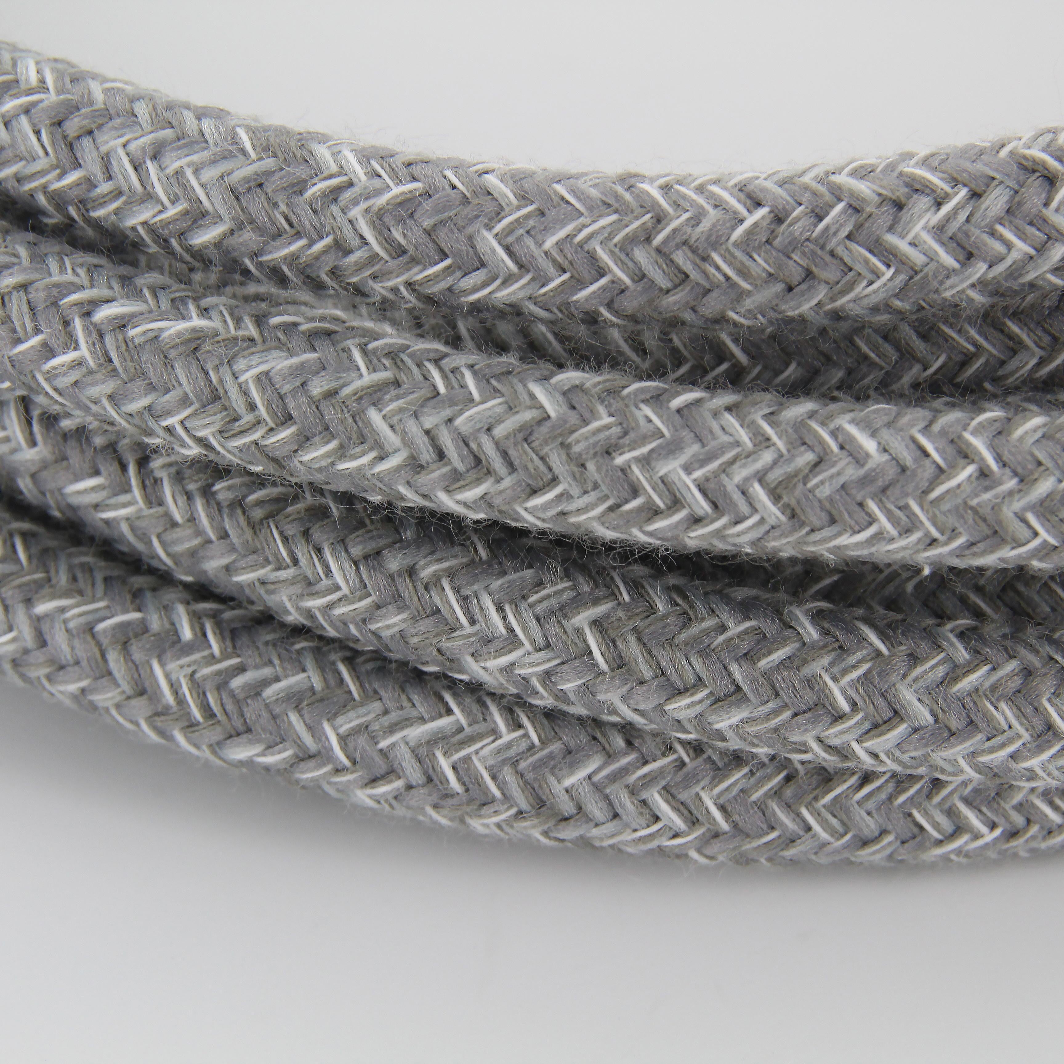 Fabric cable - 3 m - Grey and natural linen