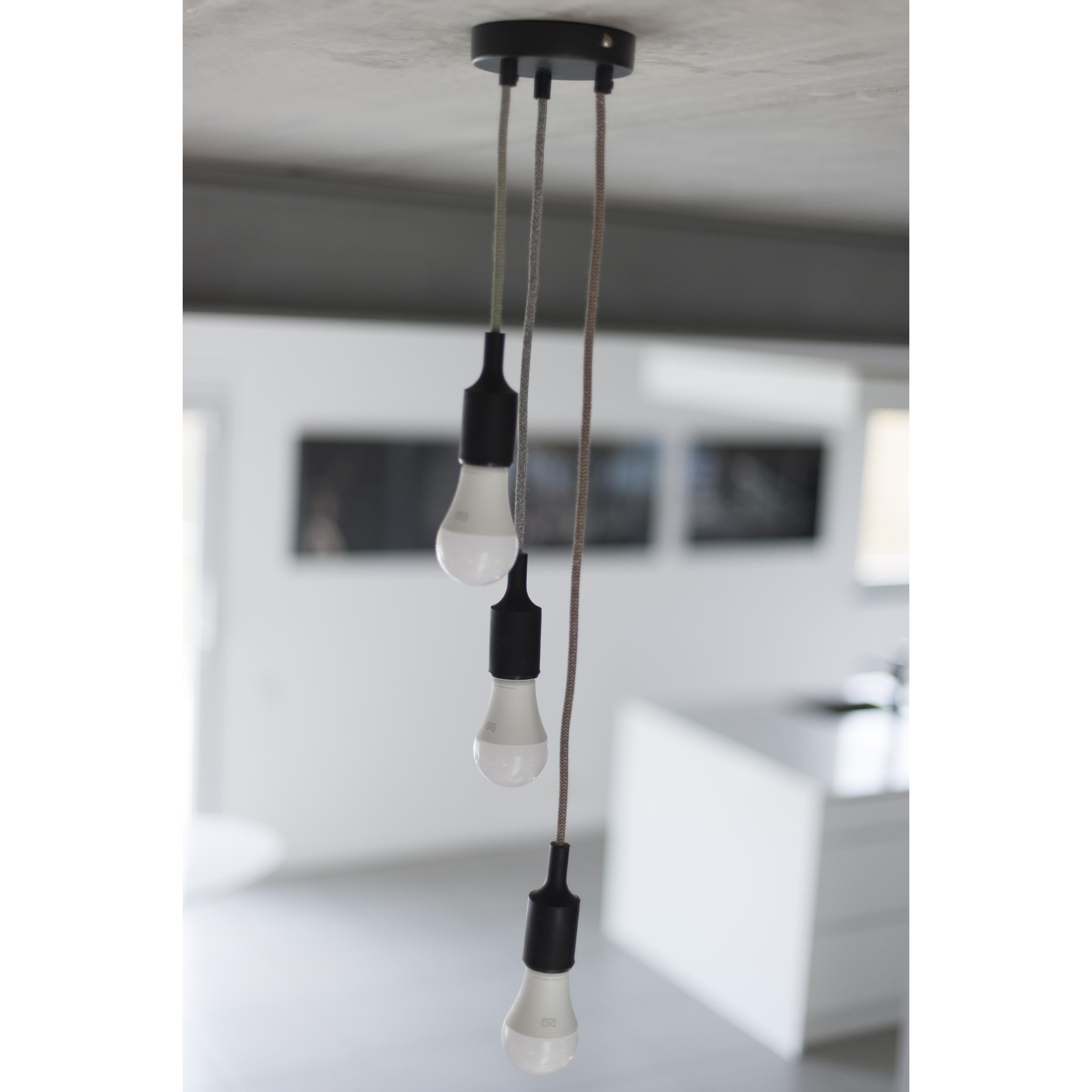 Fabric cable - 3 m - Grey and natural linen