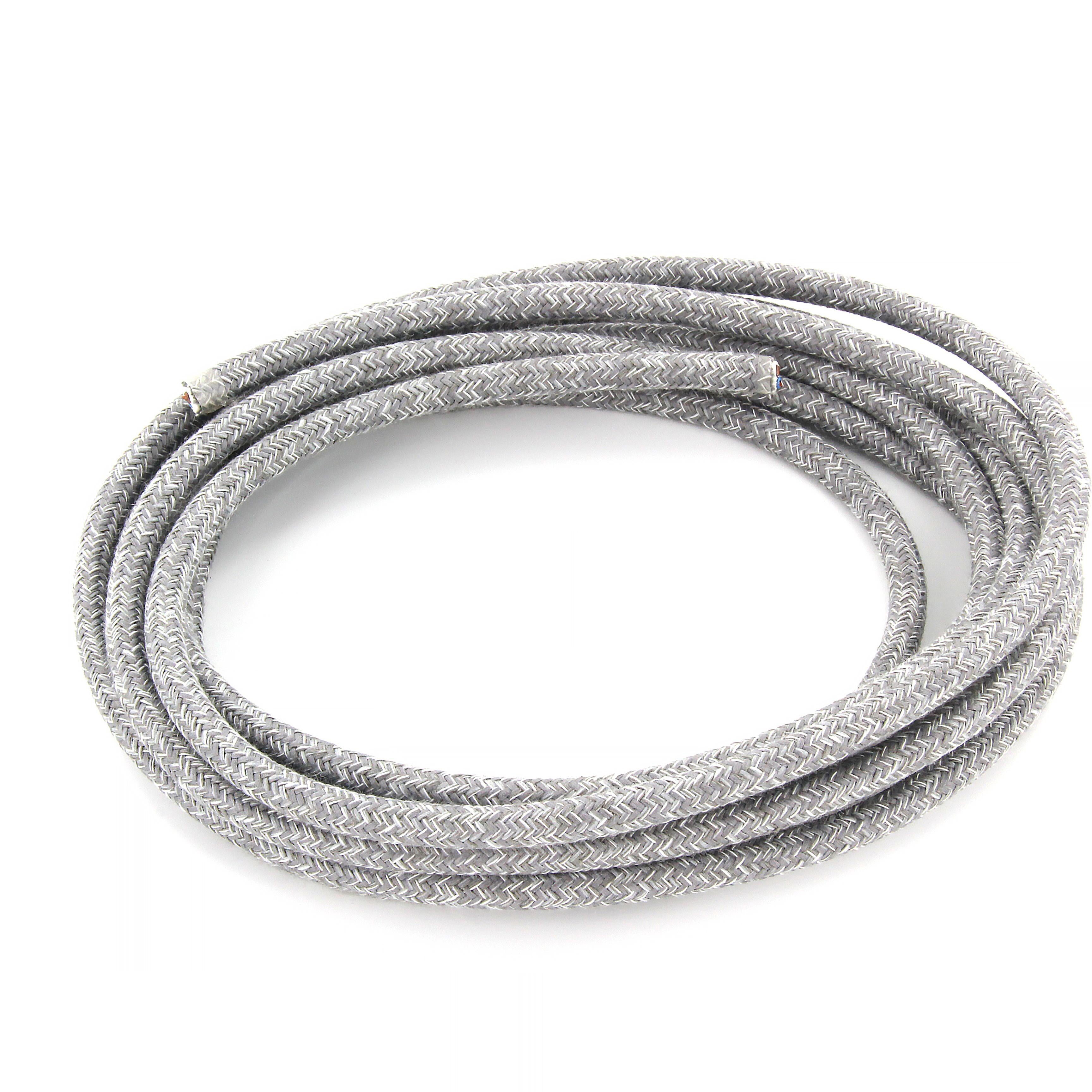 Fabric cable - 3 m - Grey and natural linen