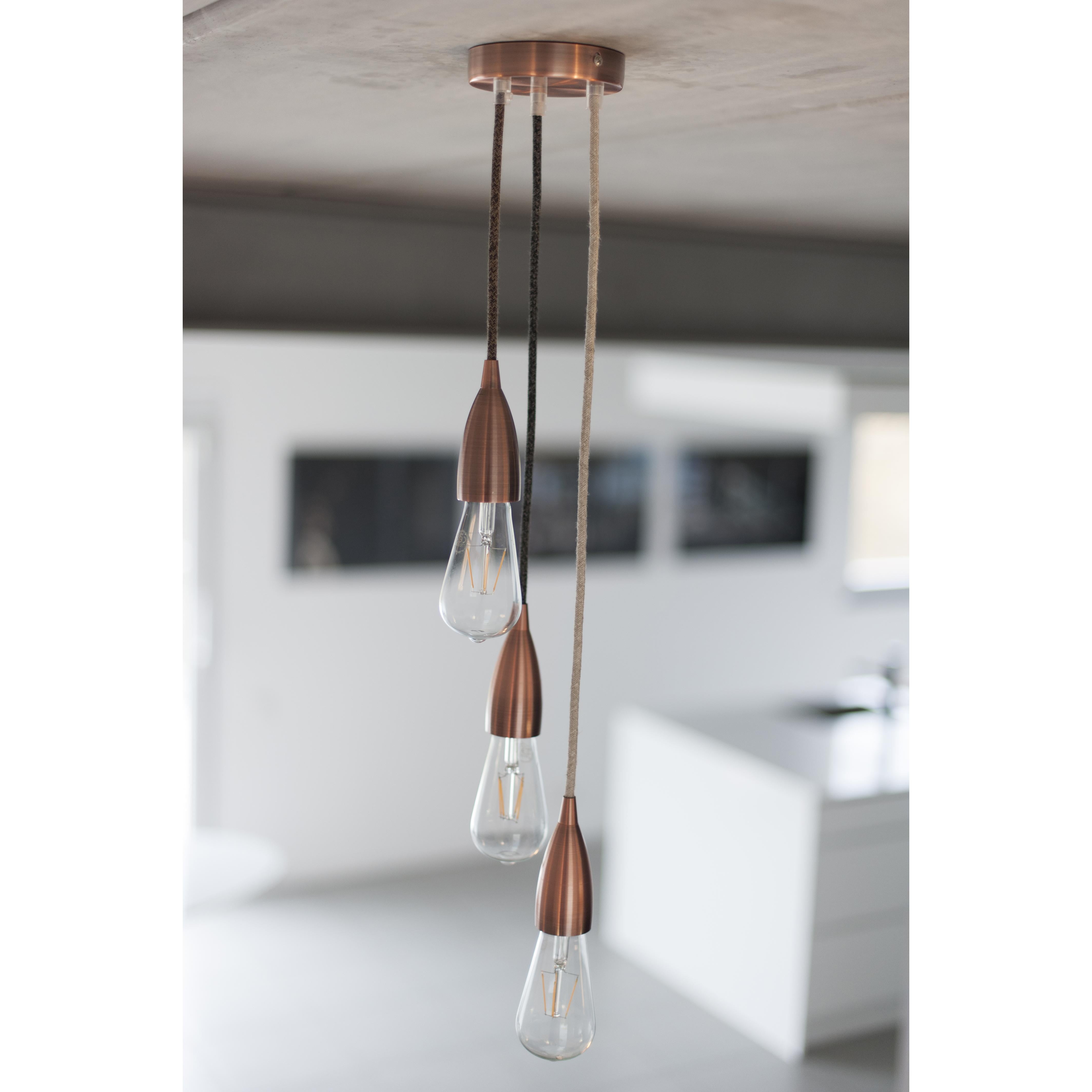 Cabo têxtil - 3m - Linho cinzento escuro.