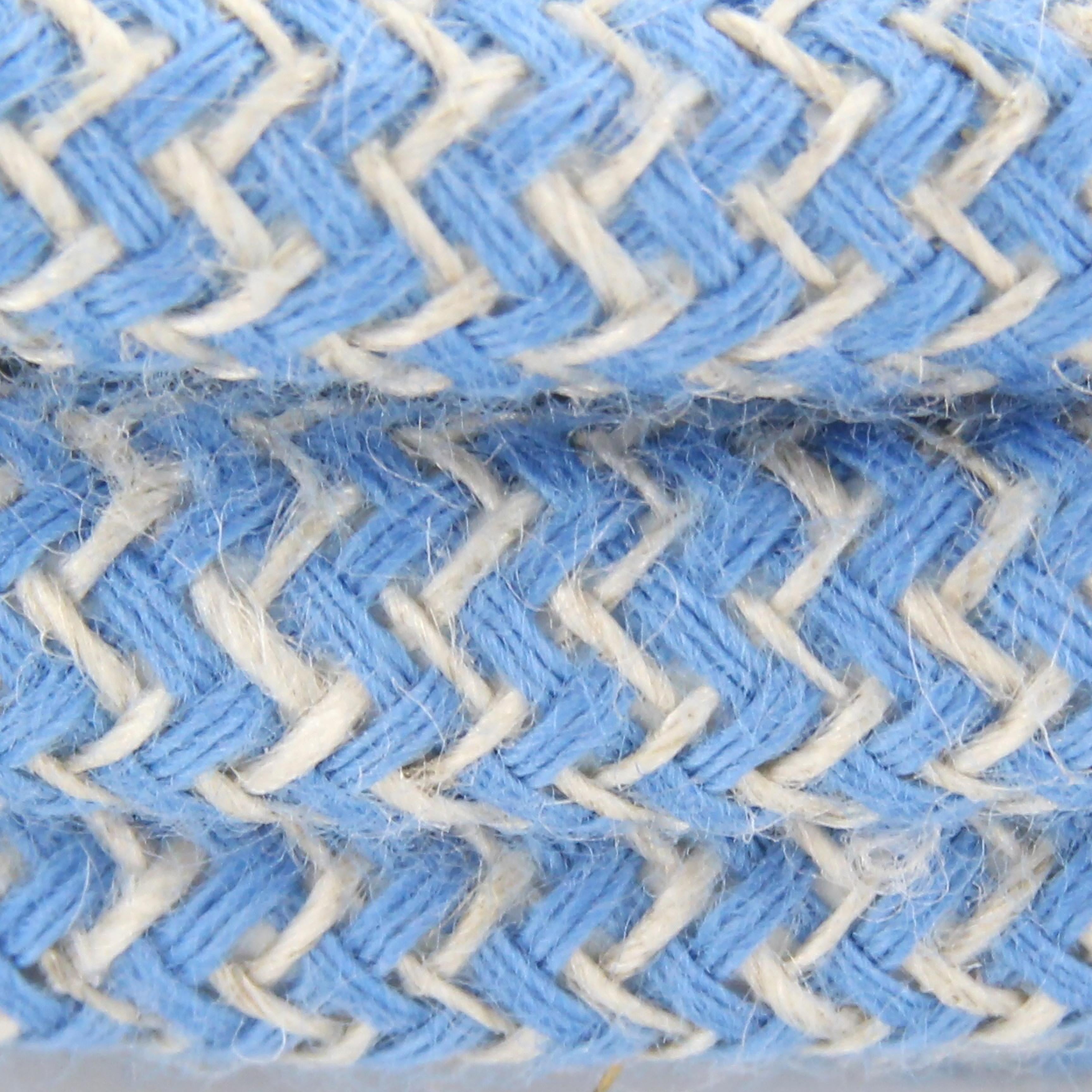 Cabo têxtil em zigue-zague de algodão azul e linho natural - 3m