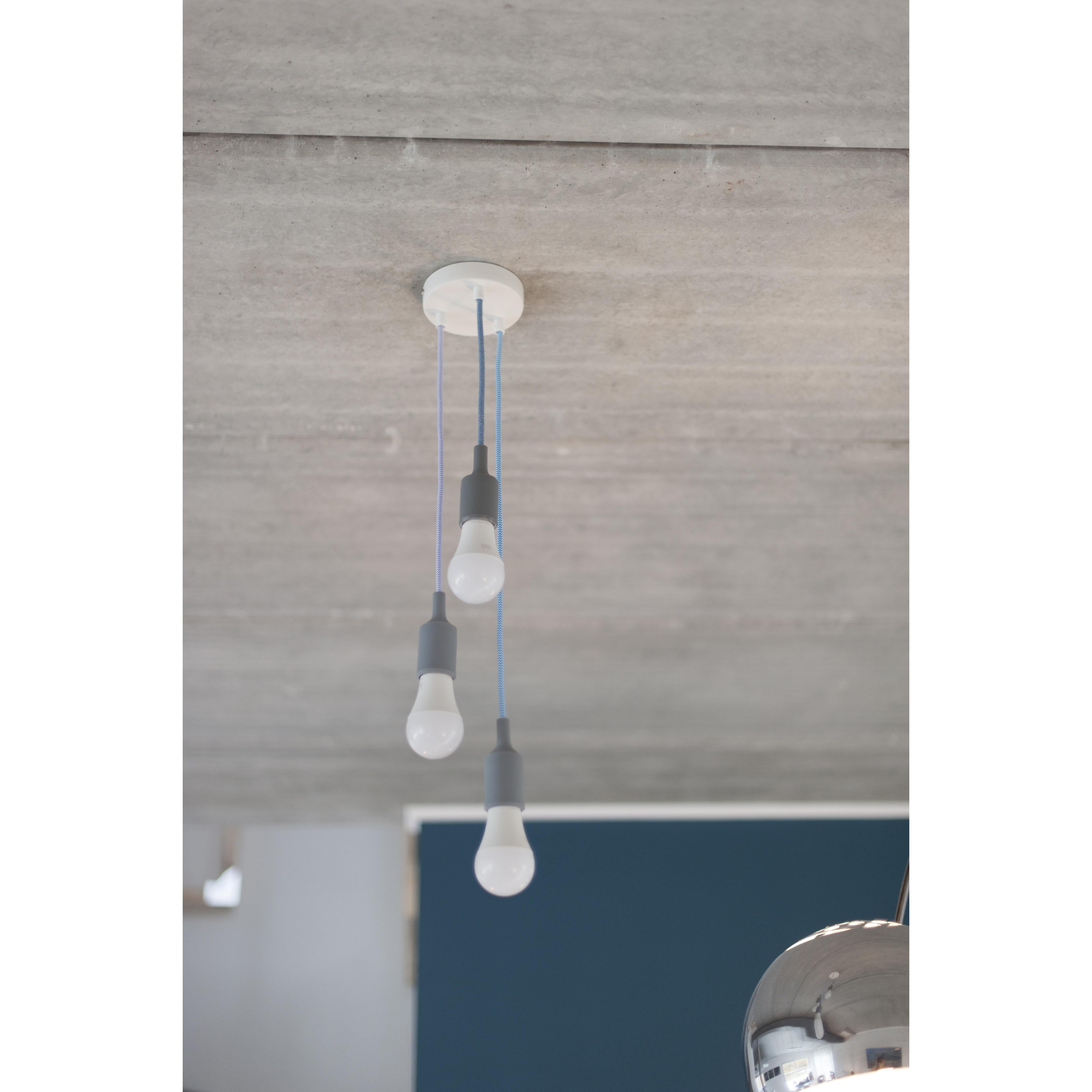 Cabo têxtil em zigue-zague de algodão azul e linho natural - 3m