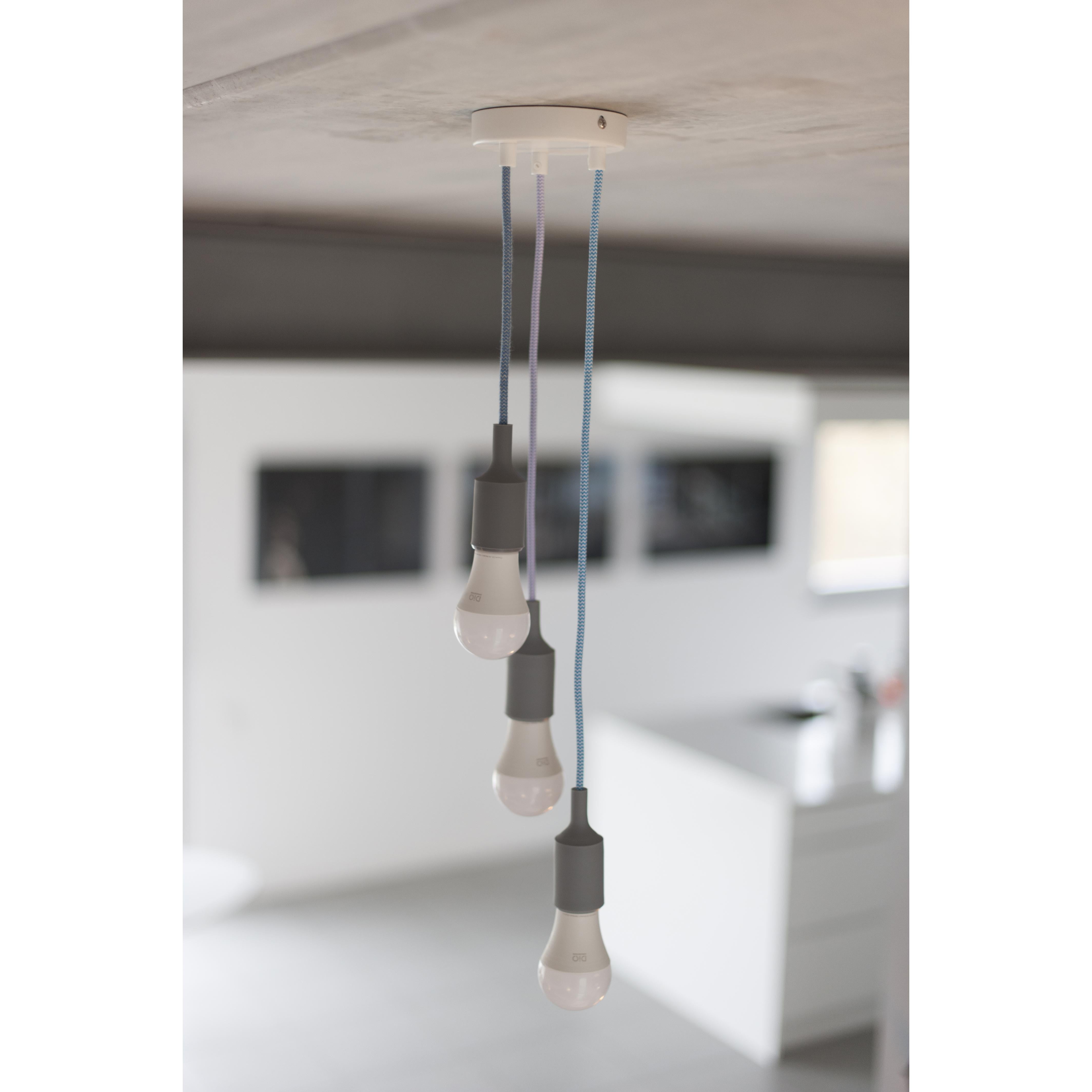 Cabo têxtil em zigue-zague de algodão azul e linho natural - 3m