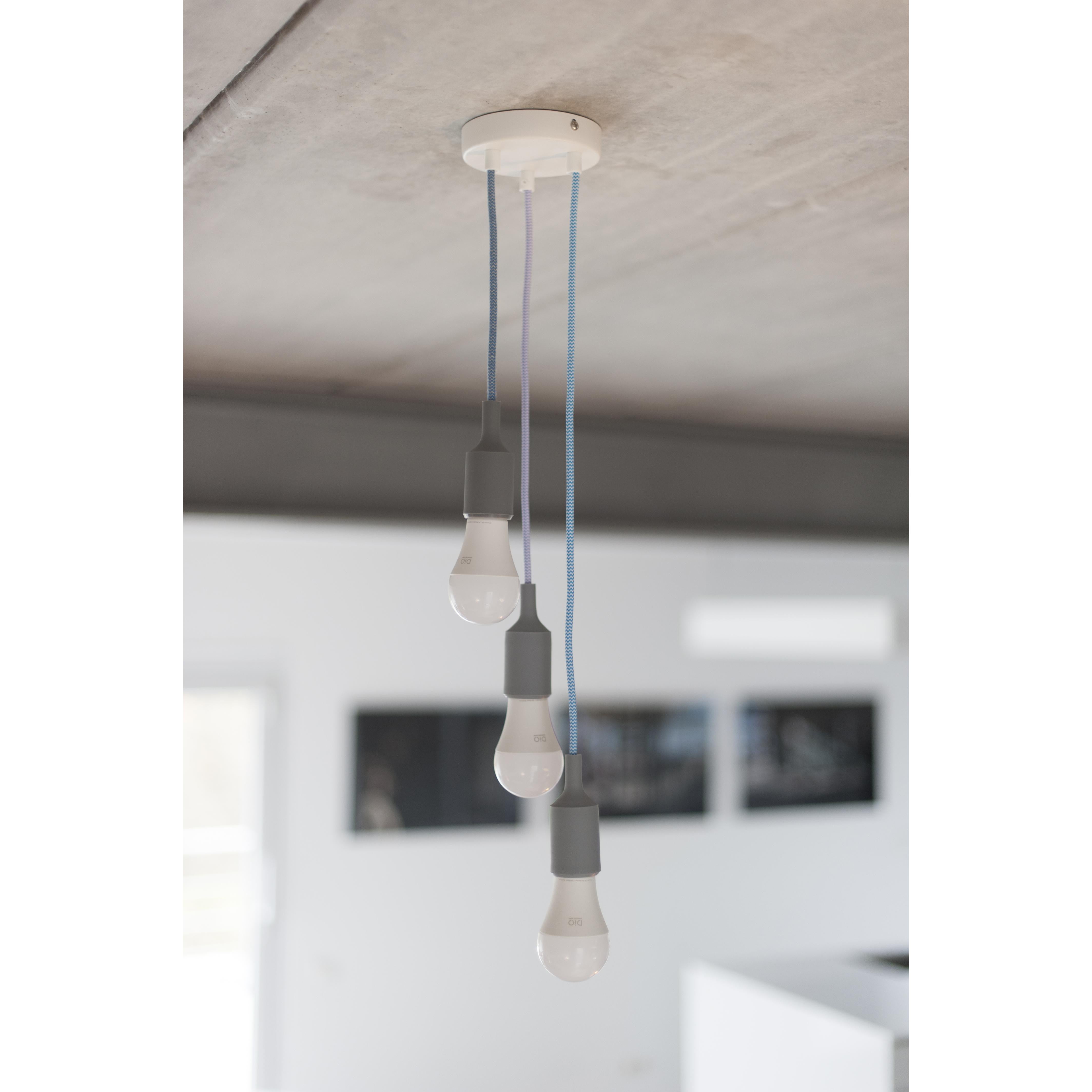 Cabo têxtil em zigue-zague de algodão azul e linho natural - 3m