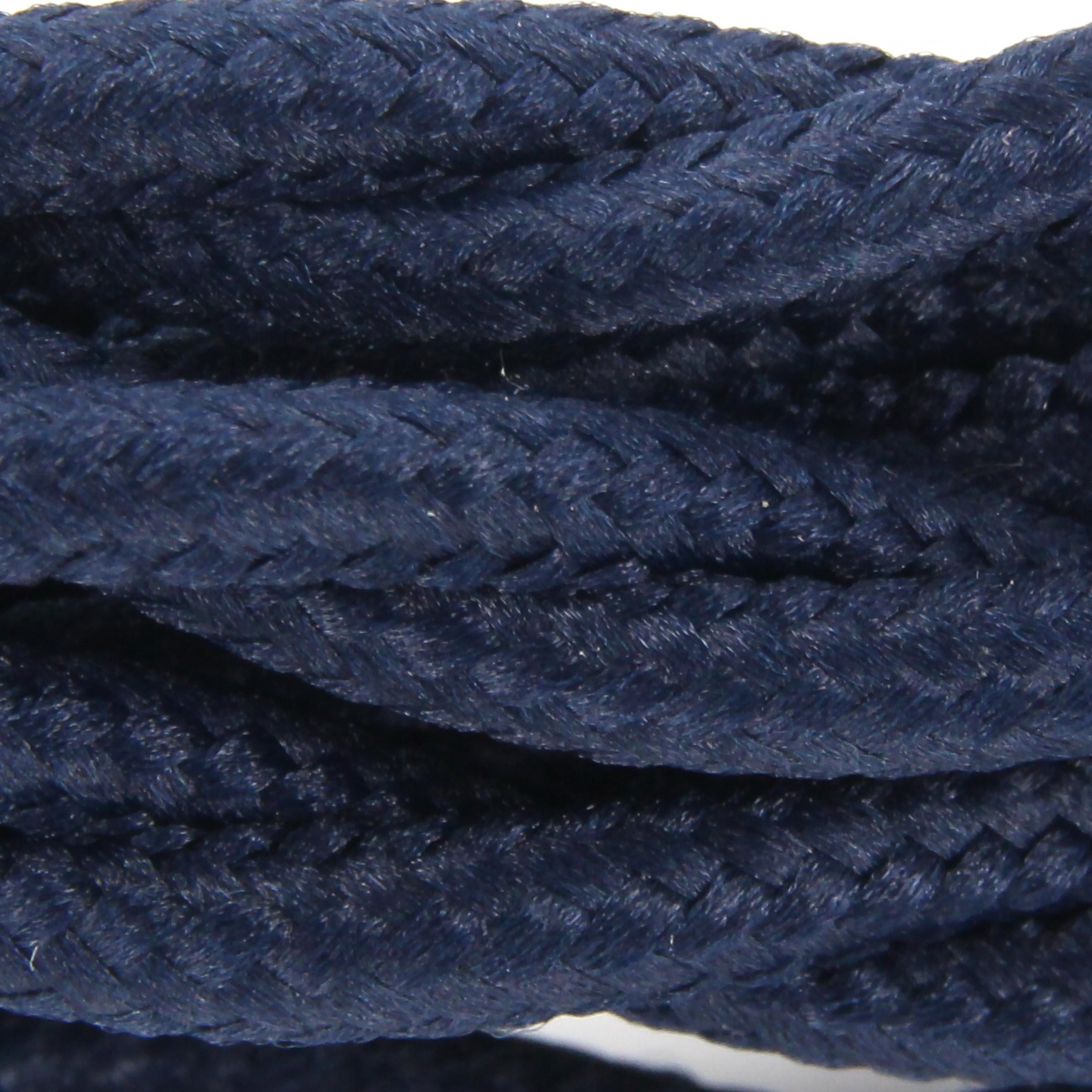 Cabo têxtil de algodão trançado em azul marinho natural - 3m