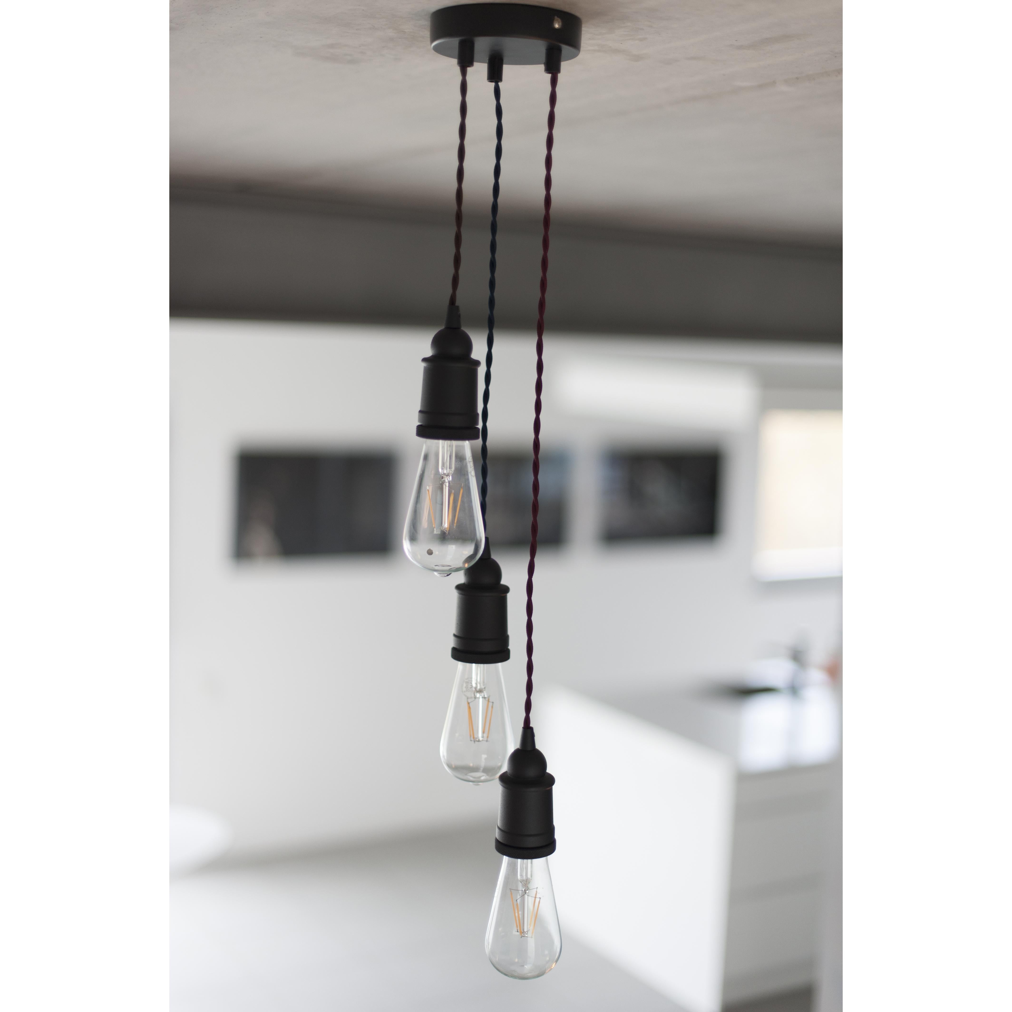 Câble textile coton torsadé bleu marine naturel - 3m