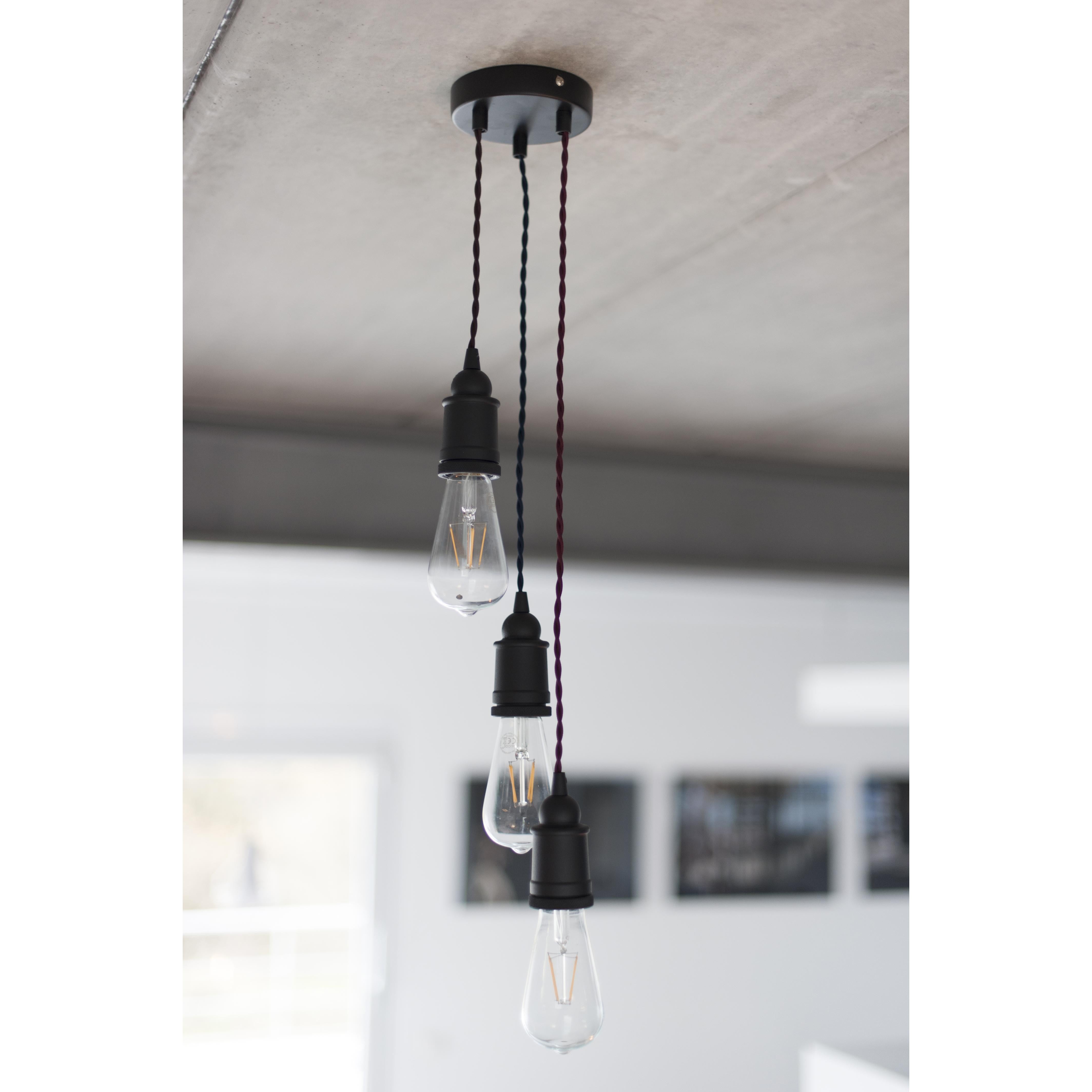 Câble textile coton torsadé bleu marine naturel - 3m