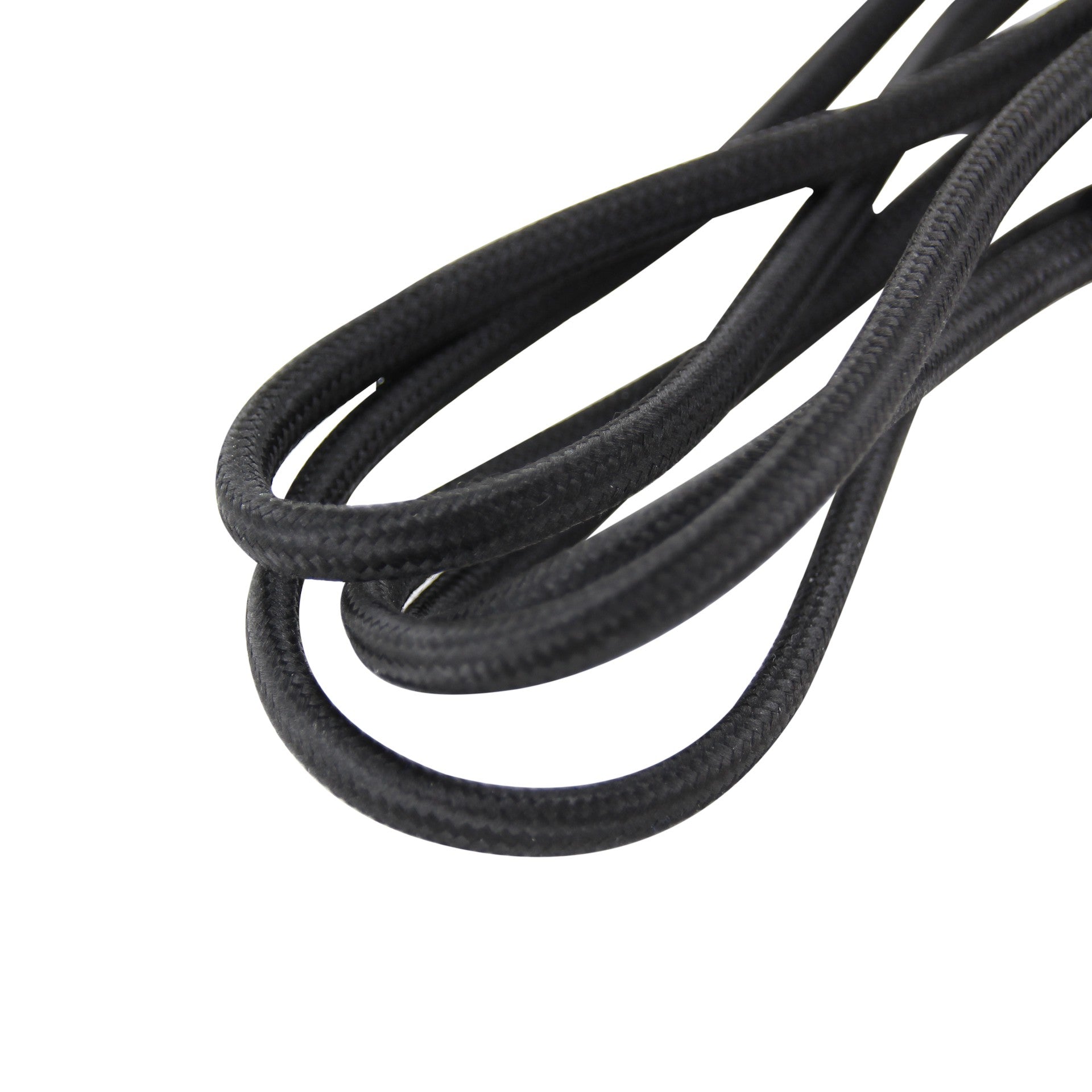 Cable de extensión textil negro con enchufe negro - 1,5m