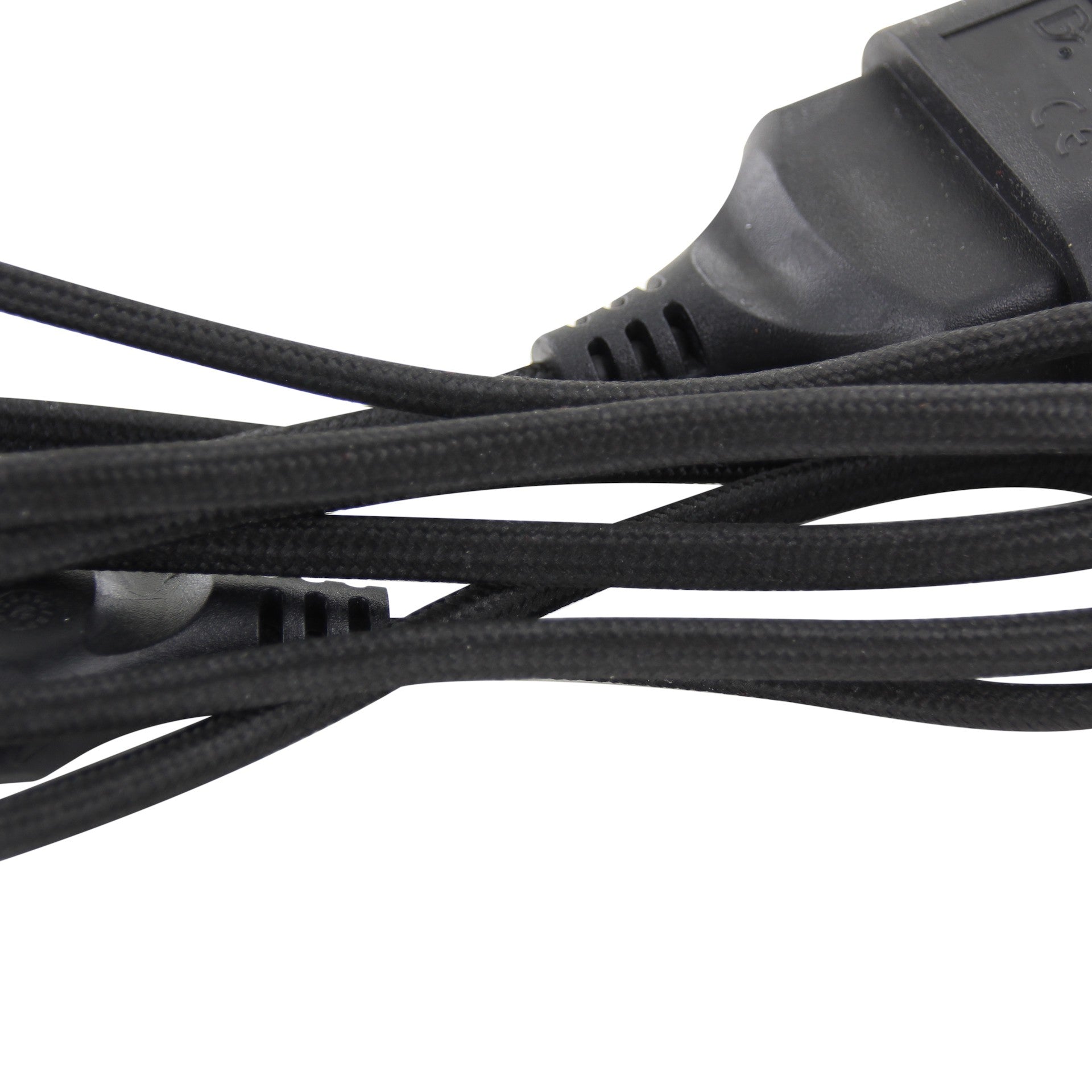 Cable de extensión textil negro con enchufe negro - 1,5m
