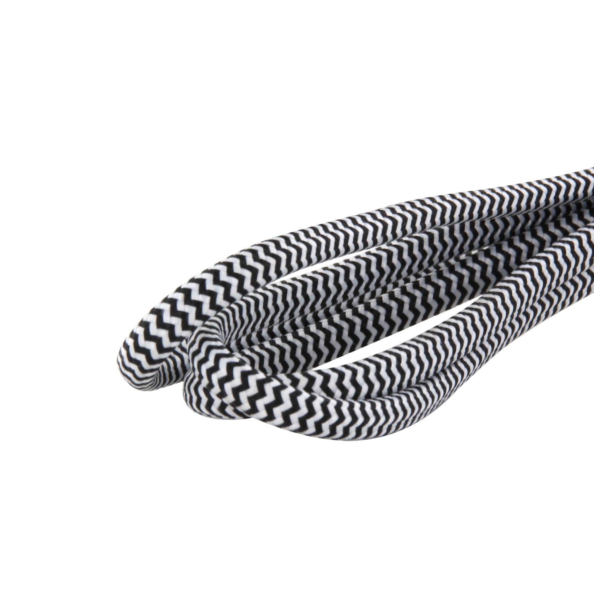 Cavo di prolunga tessile nero/bianco con spina nera - 1,5m