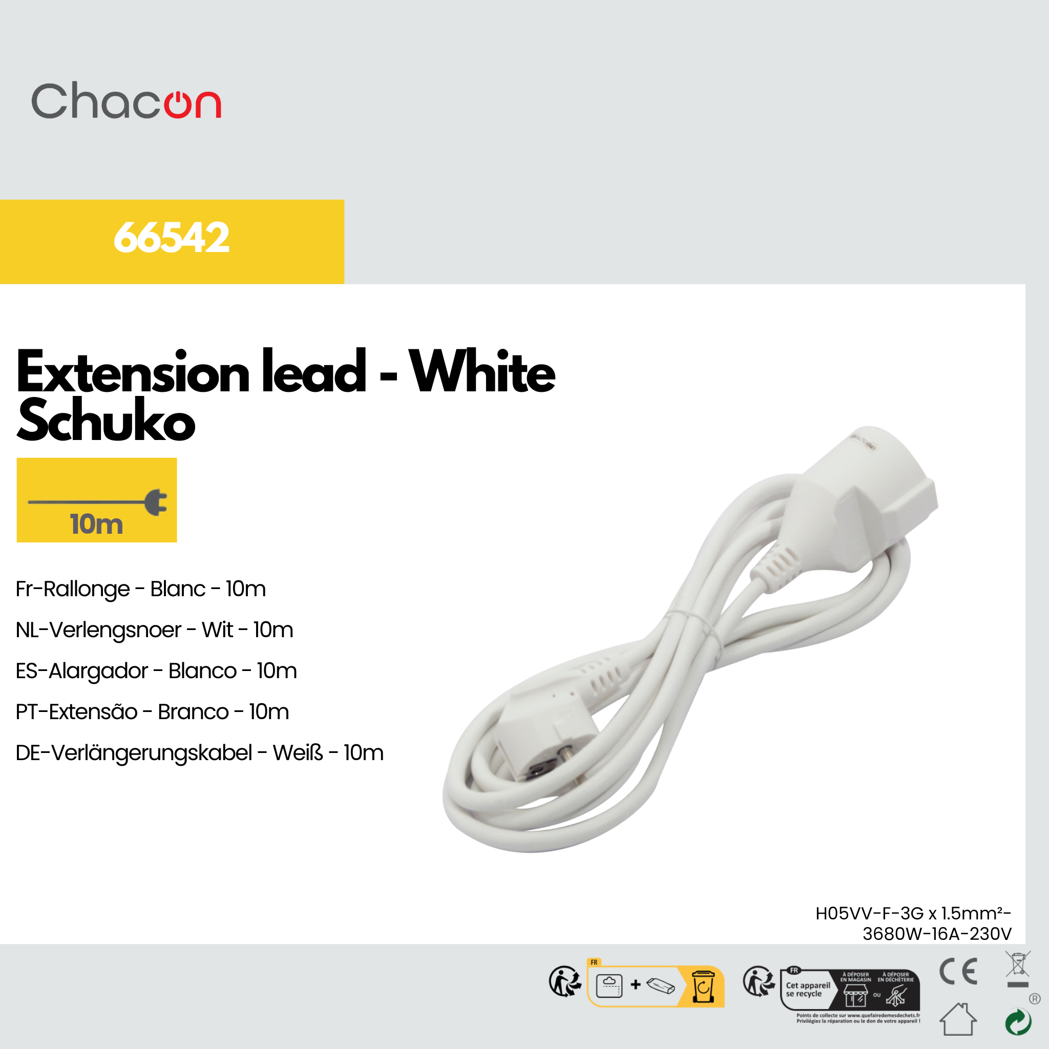 Prolongador branco - 10m (SCH)