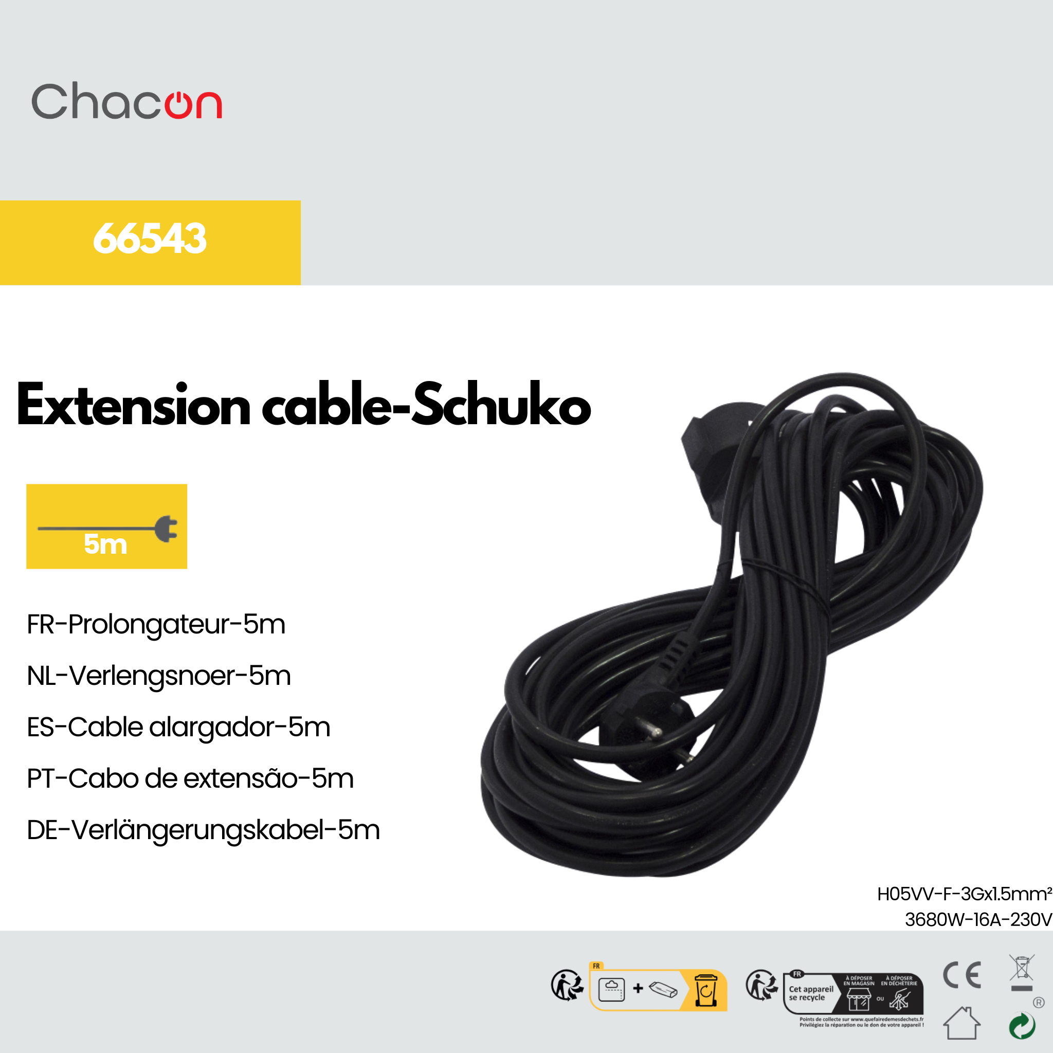 Extensão - Preta - 5 m (SCH)