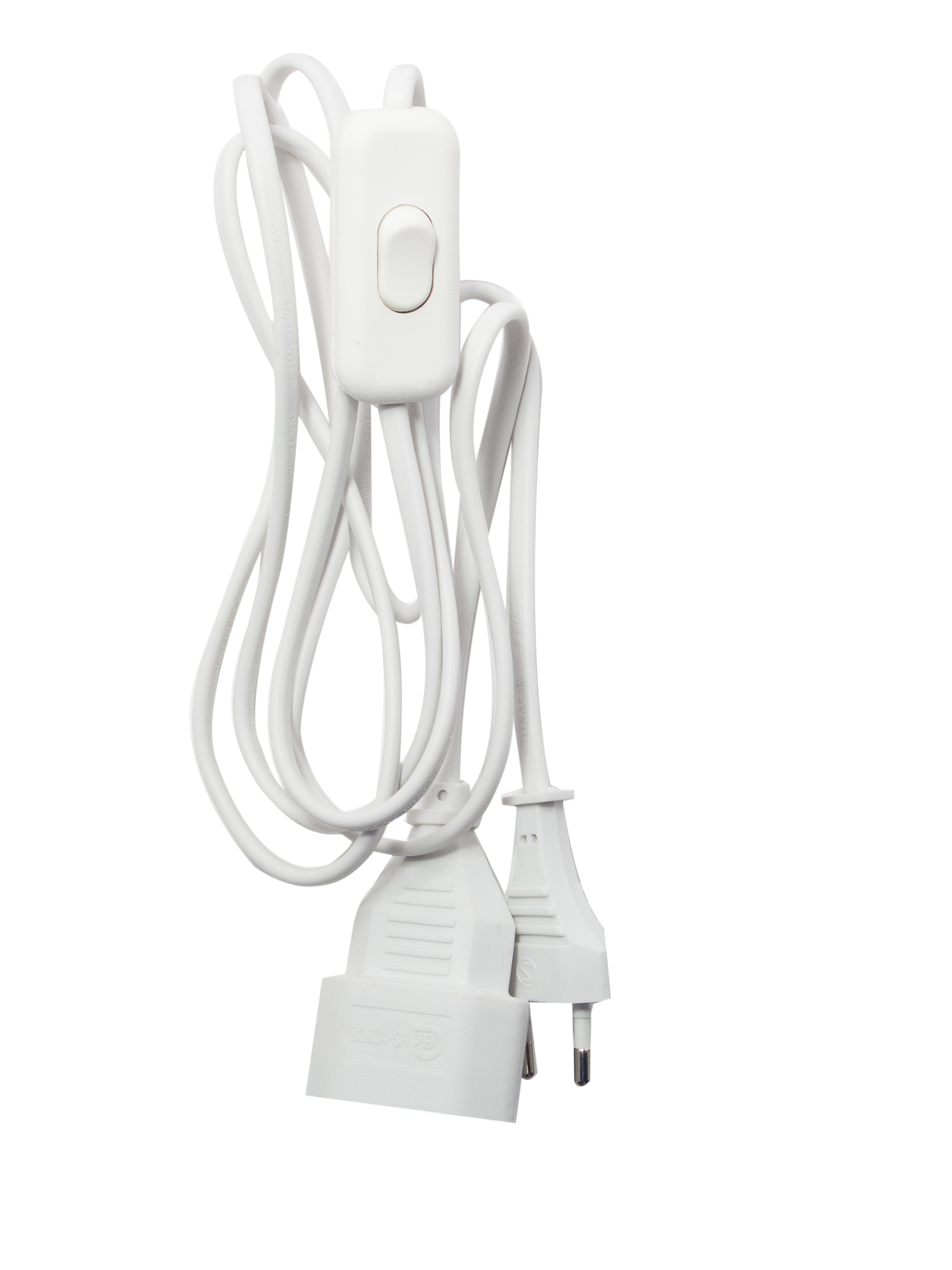 Extension with white switch - 2 m