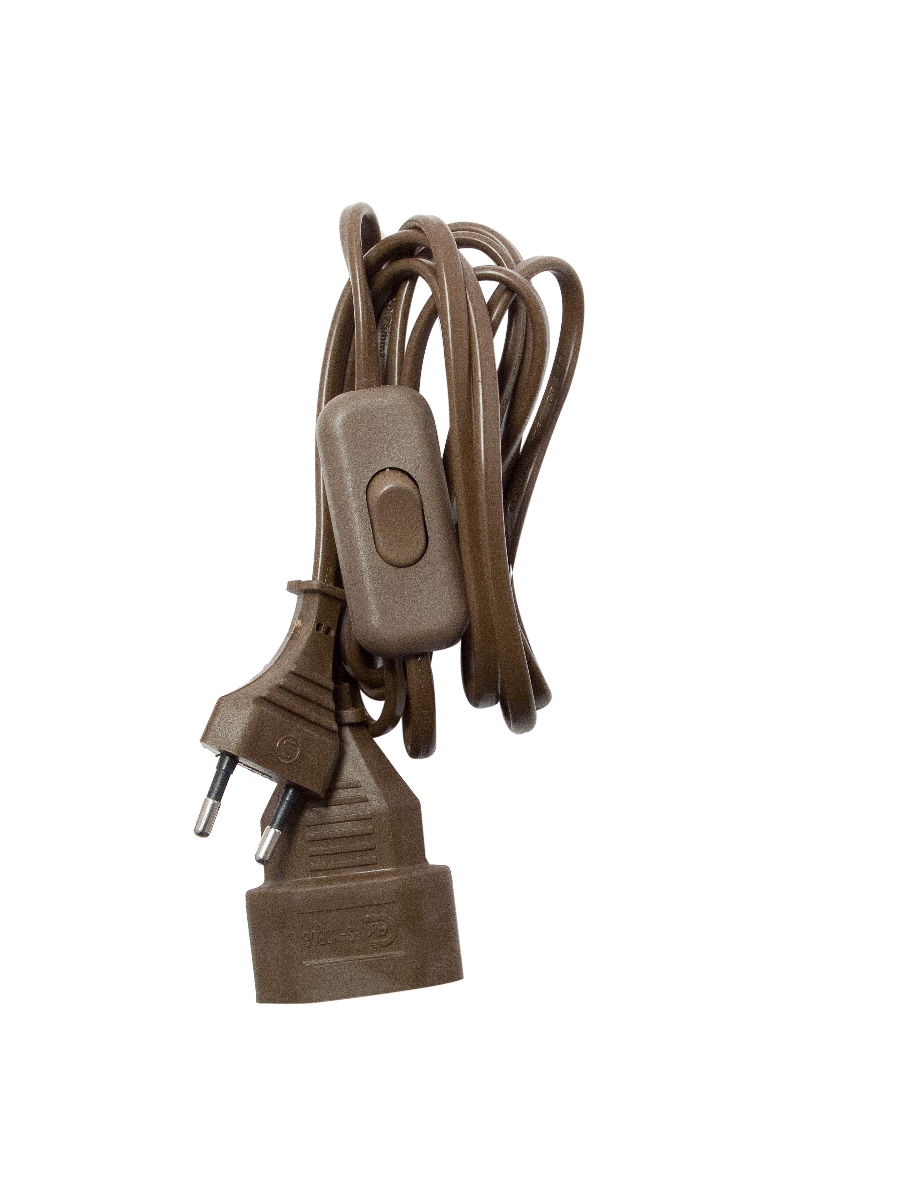 Extension with switch - Brown - 2 m