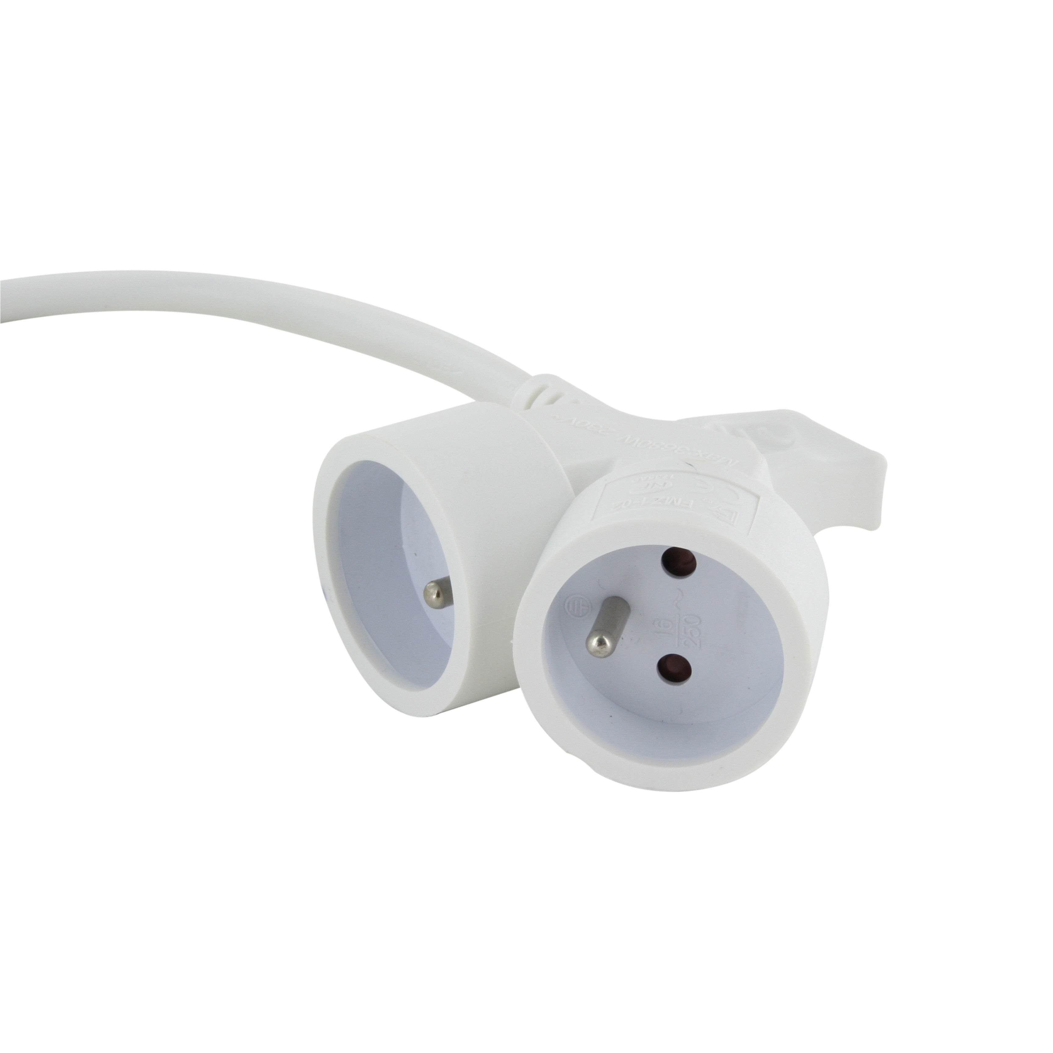 Extension cord HO5VVF 3G1,5 - 5m dual head white
