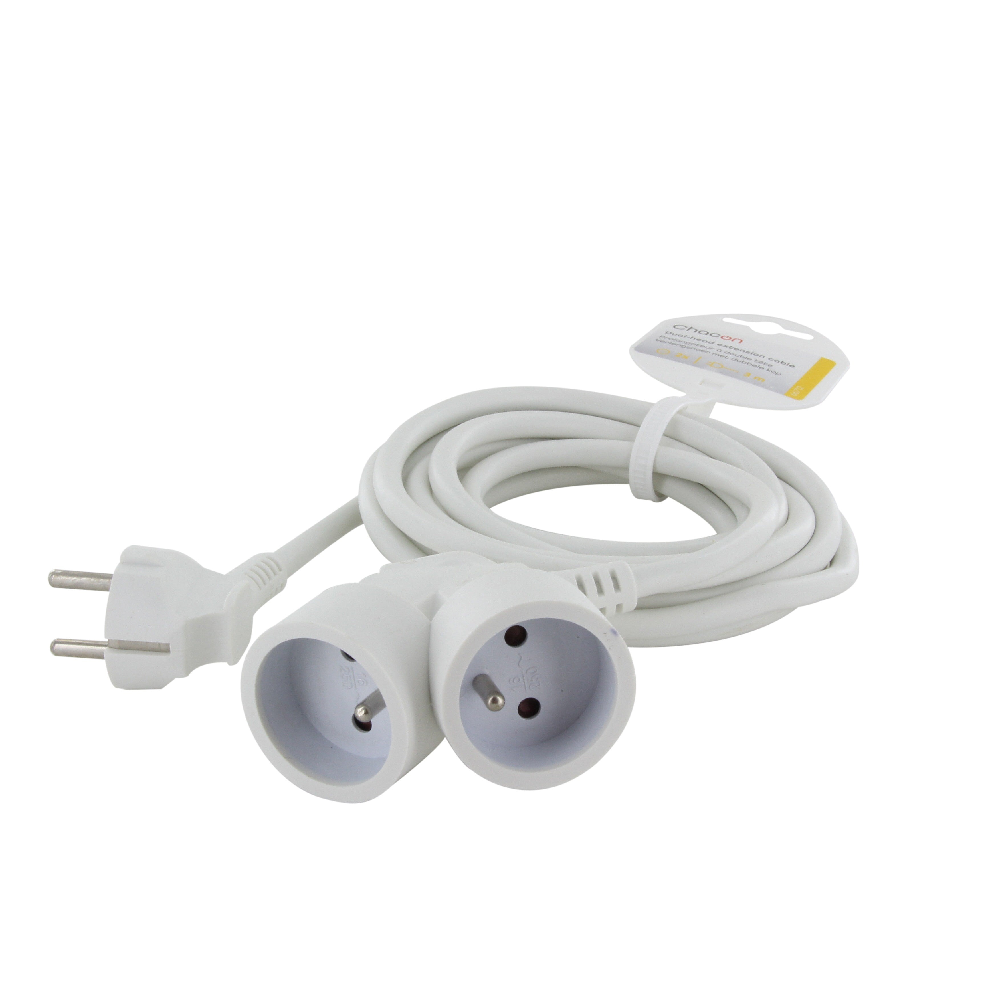 Extension cord HO5VVF 3G1,5 - 5m dual head white