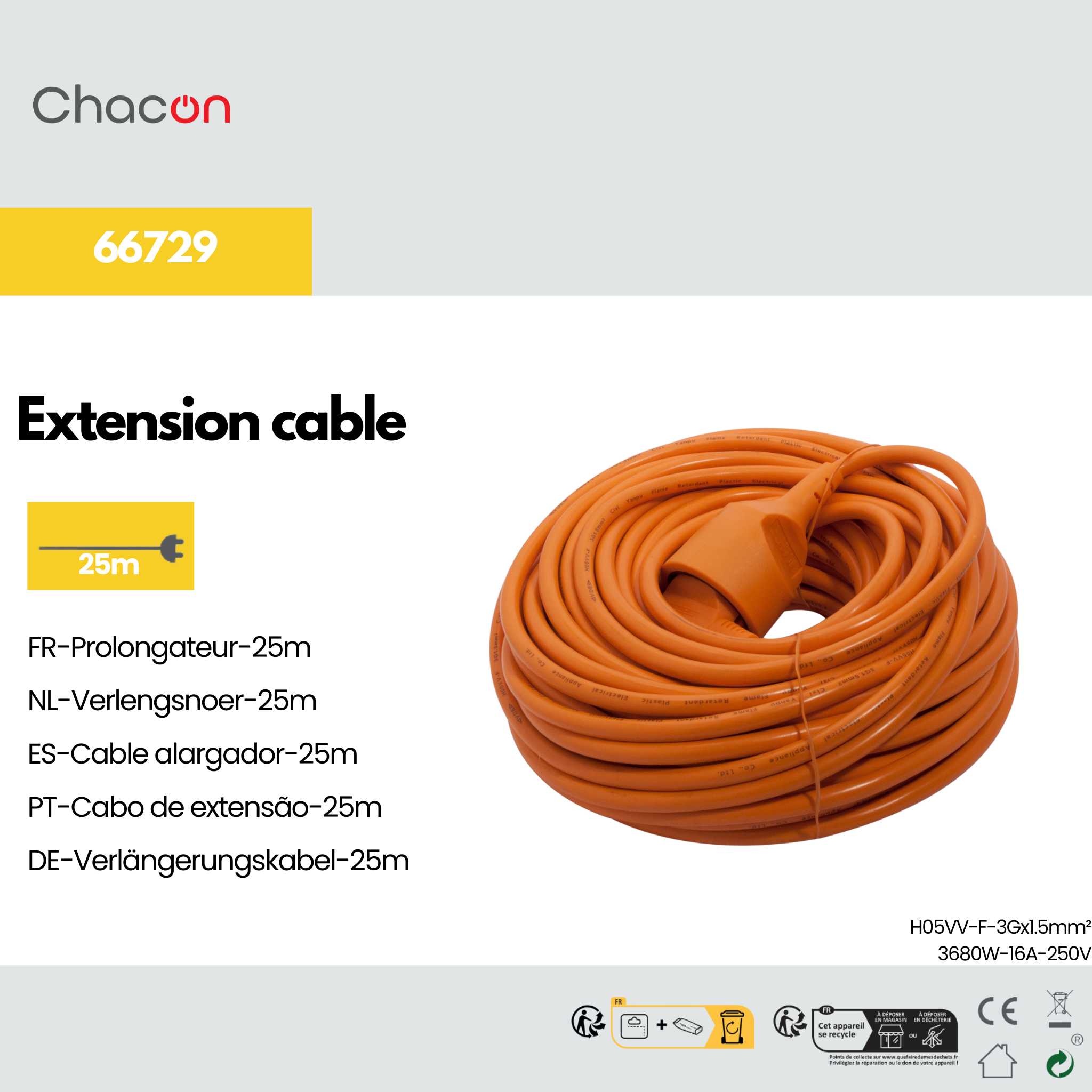 Rallonge - Orange - 25m