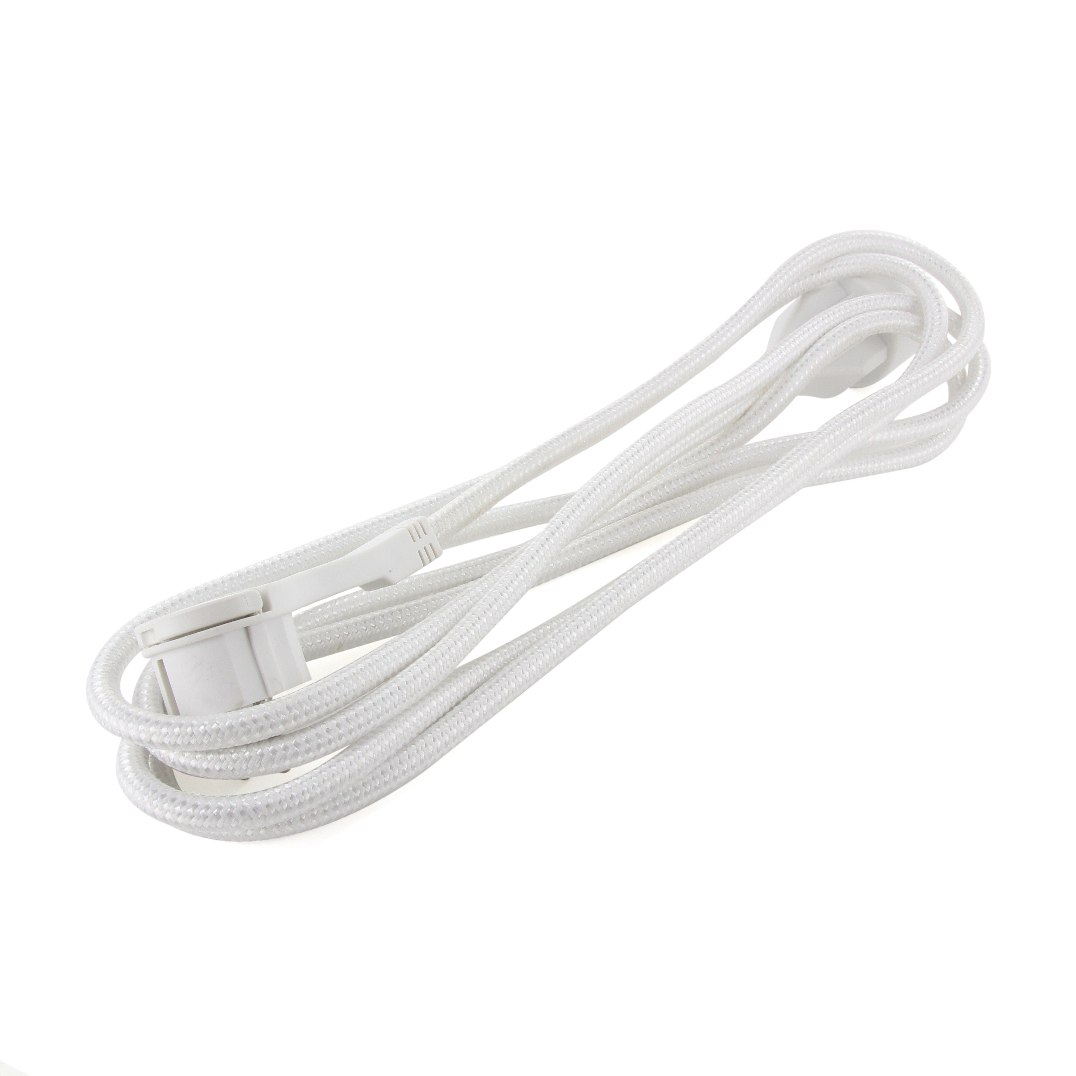 Cavo di prolunga tessile bianco - con spina piatta bianca - 3m