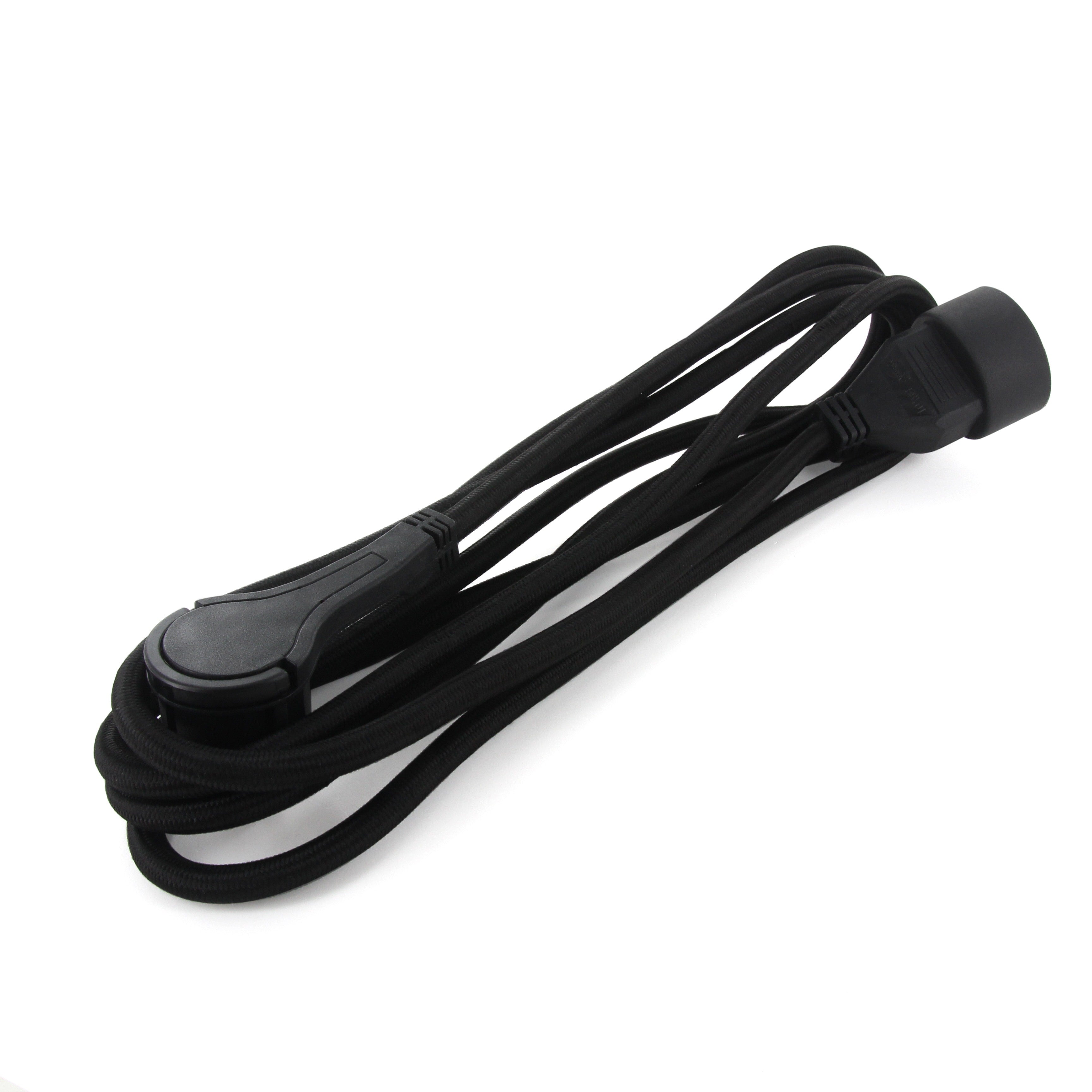 Polunga tessile nera - con spina piatta nera - 3m