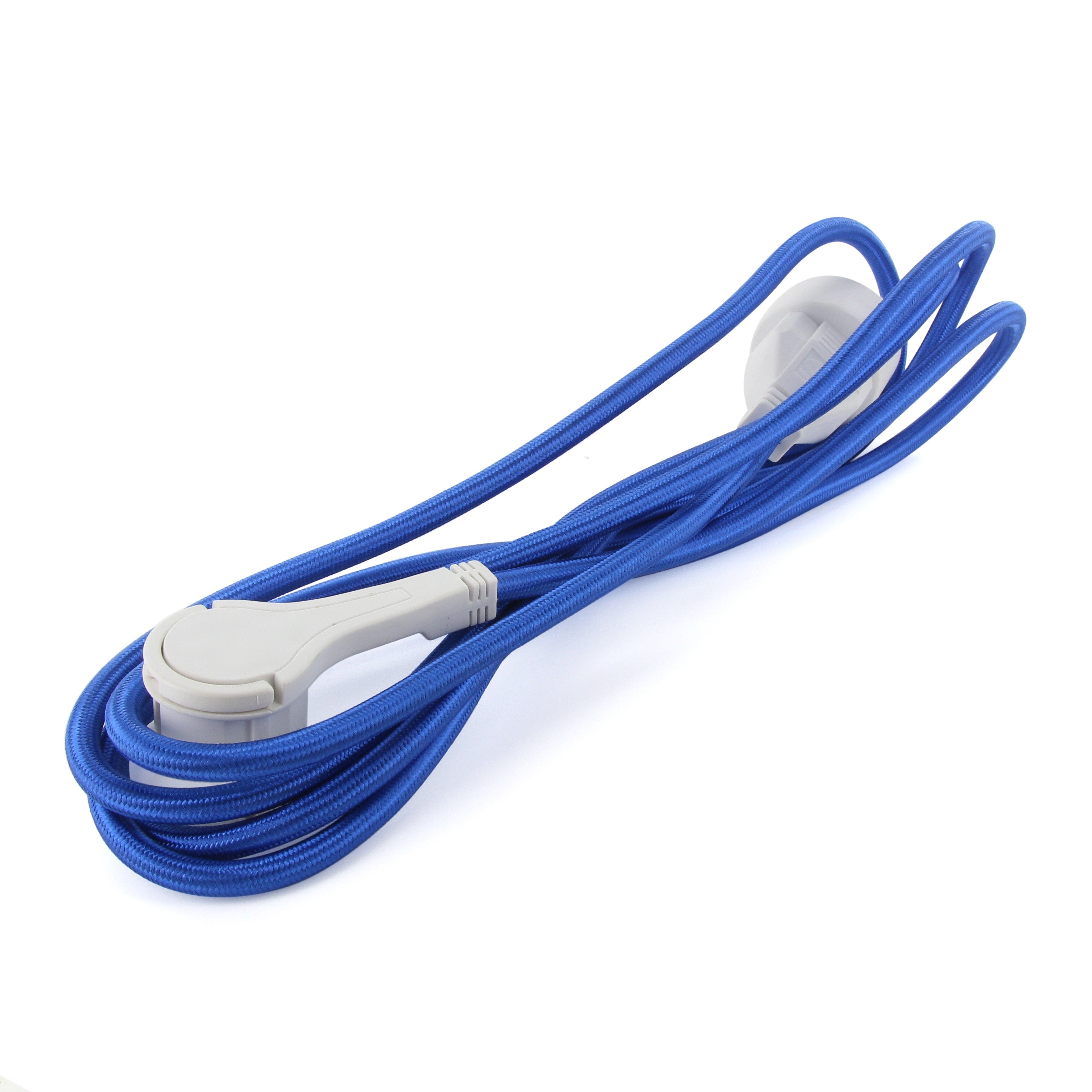 Prolunga tessile blu - con spina piatta bianca - 3m
