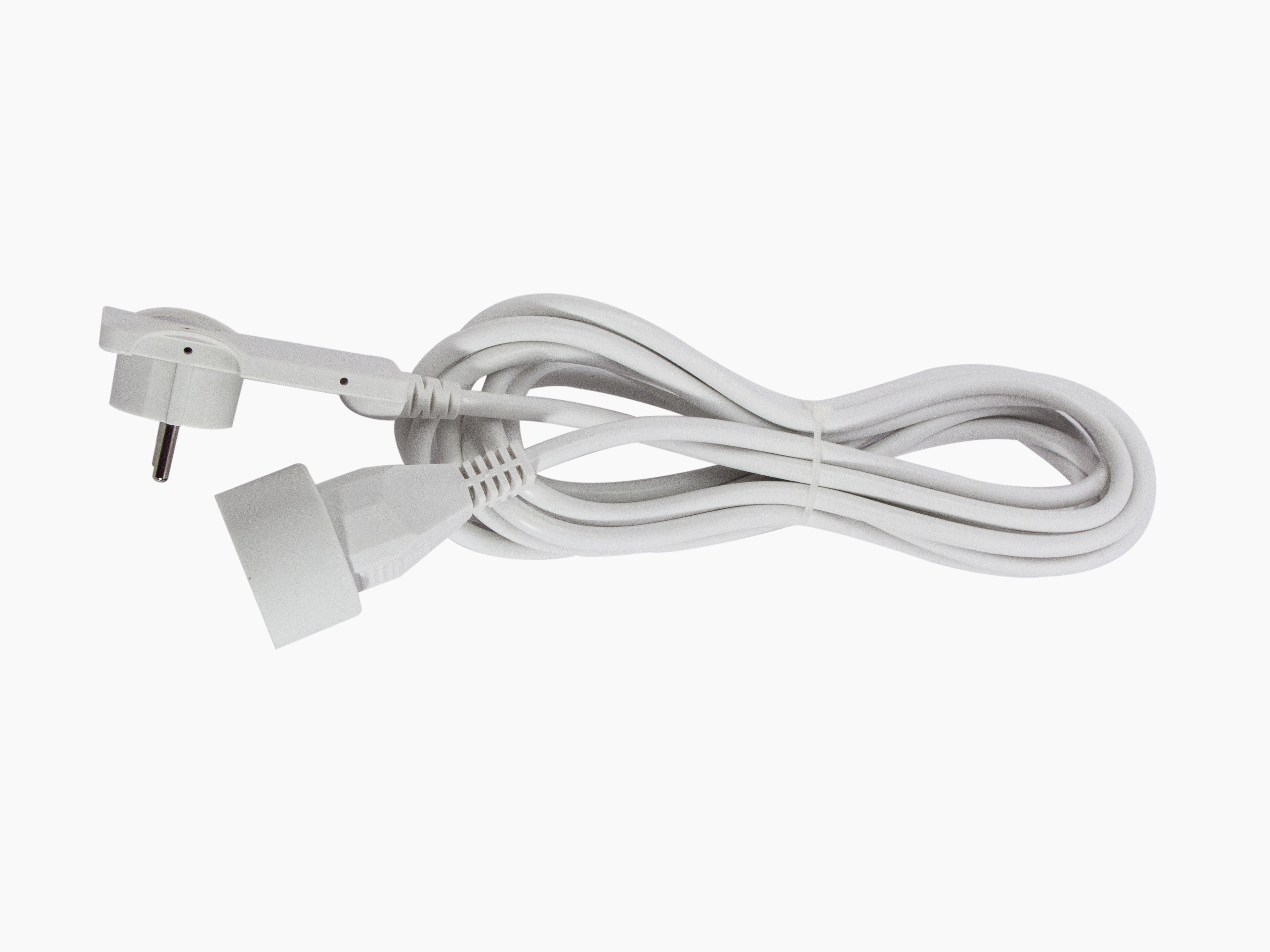 Alargador de enchufe plano - Blanco - 5 m