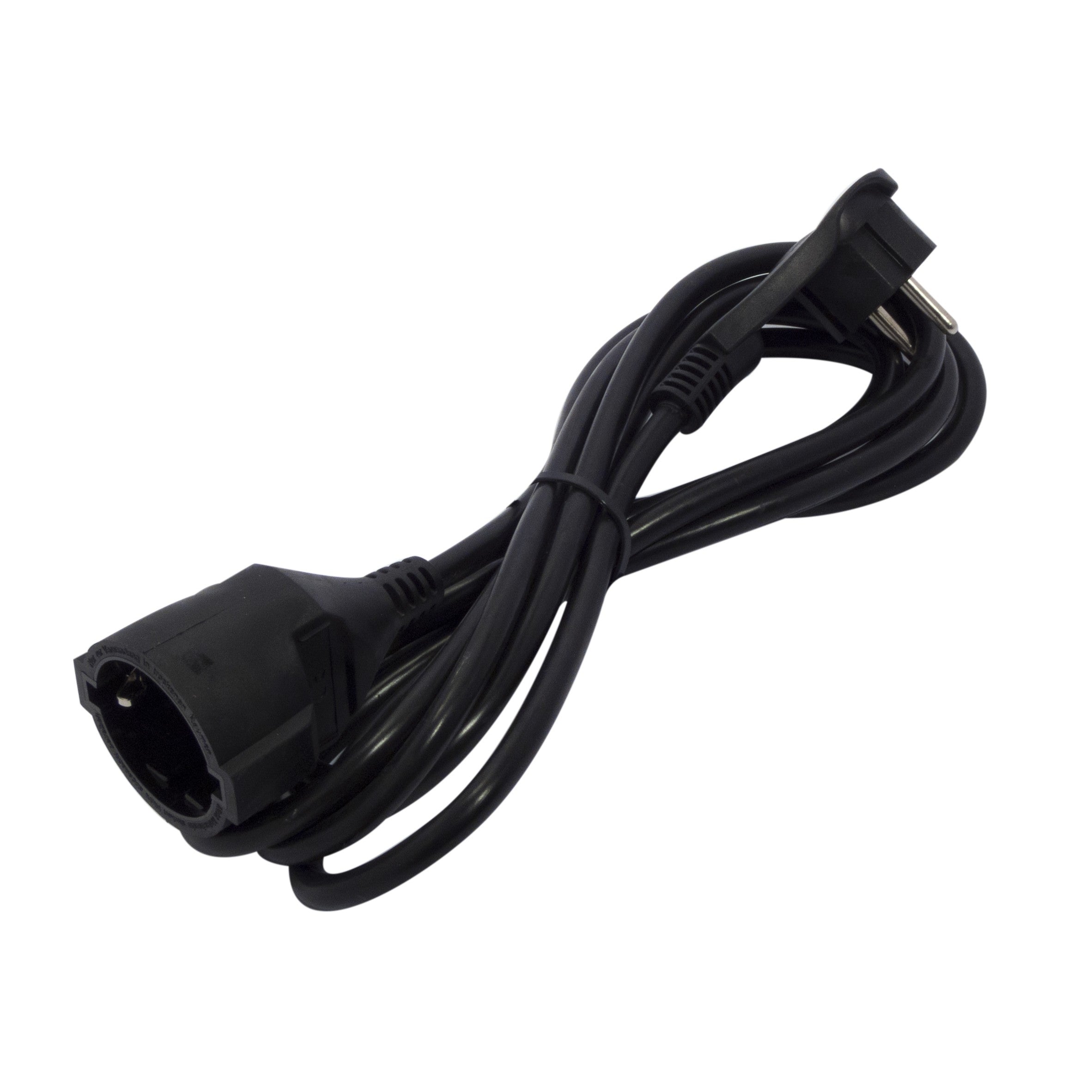 Flat plug extension - Black - 3 m (SCH)
