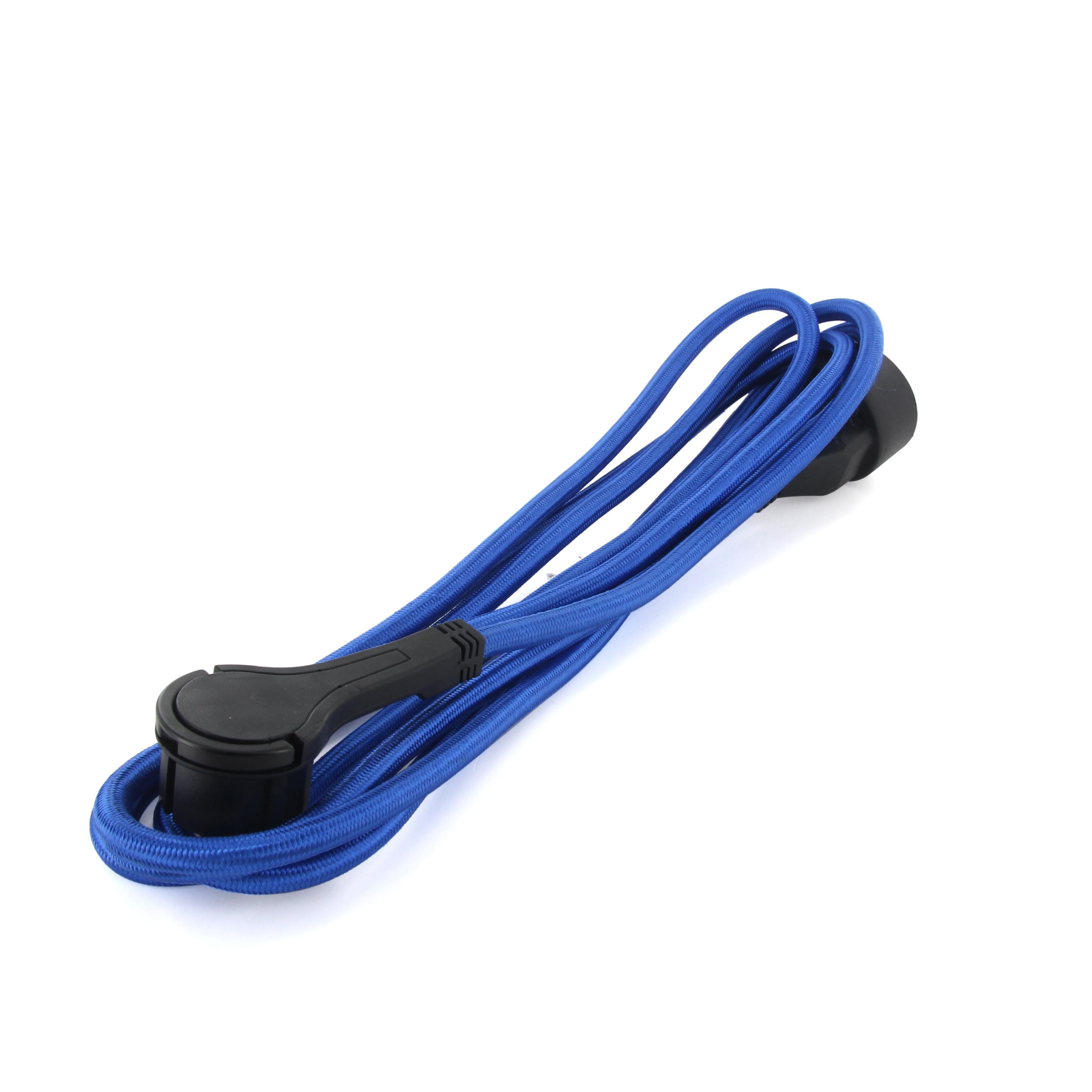 Textile extension cord blue - with black flat plug - 3m (SCH)