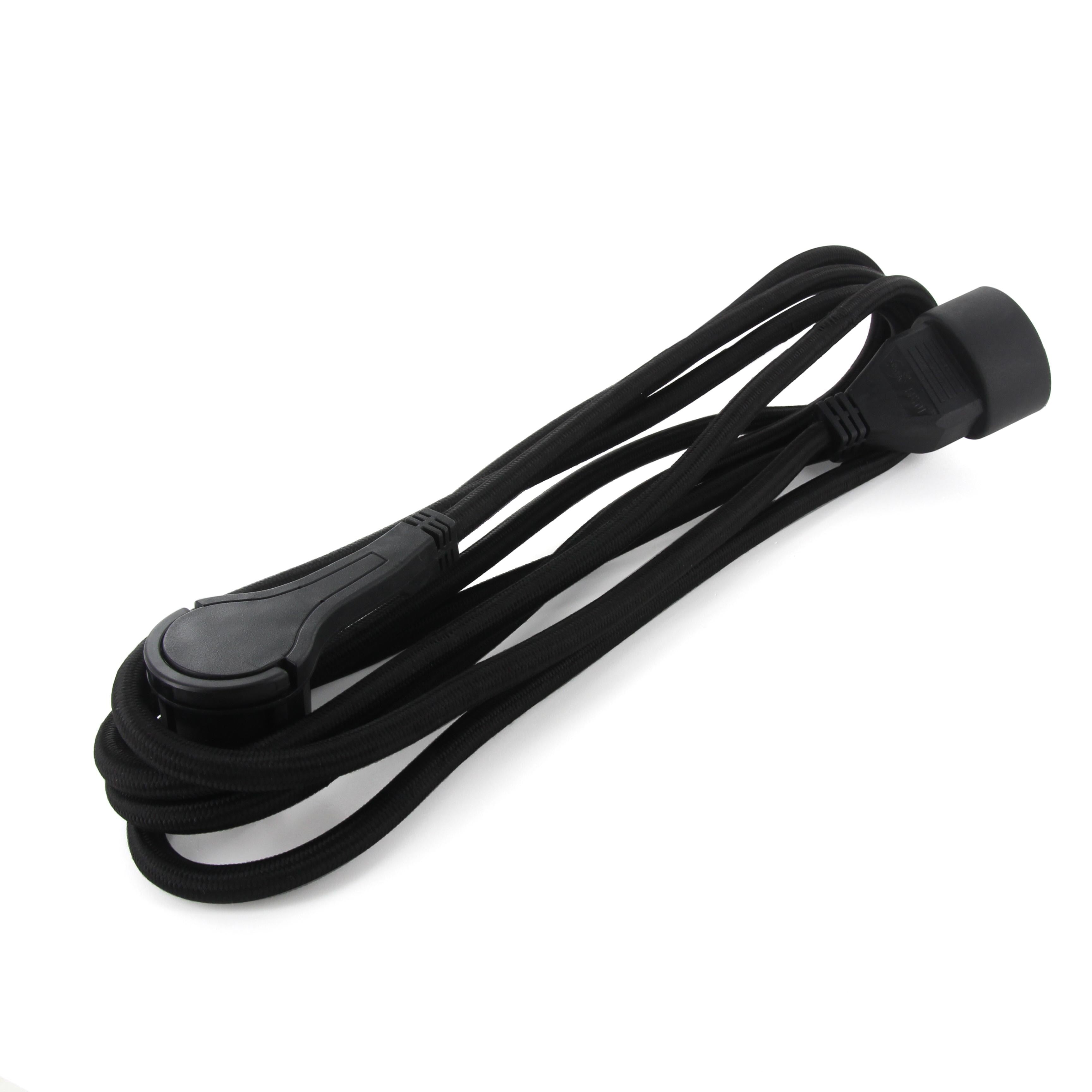 Prolunga tessile nera - con spina piatta nera - 5m (SCH)