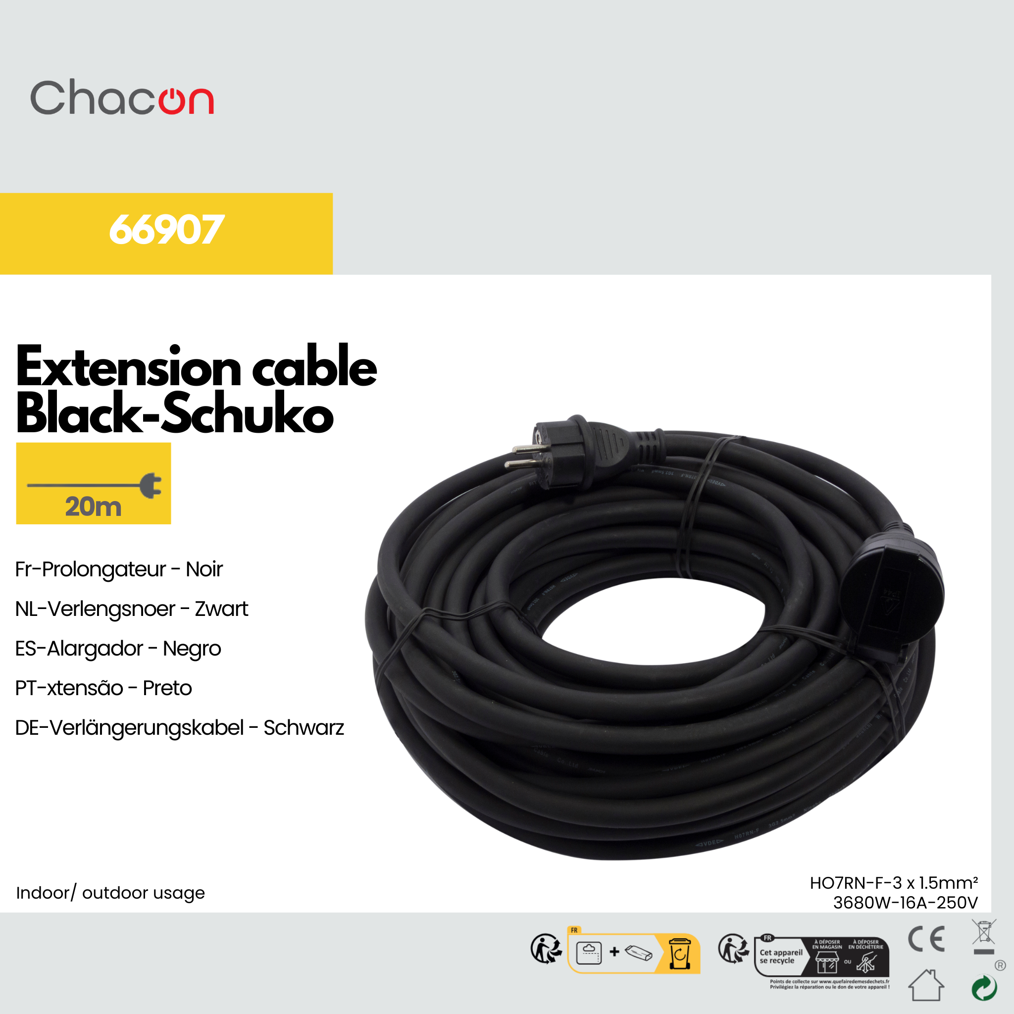 Extensão 20 m - Preto (SCH)