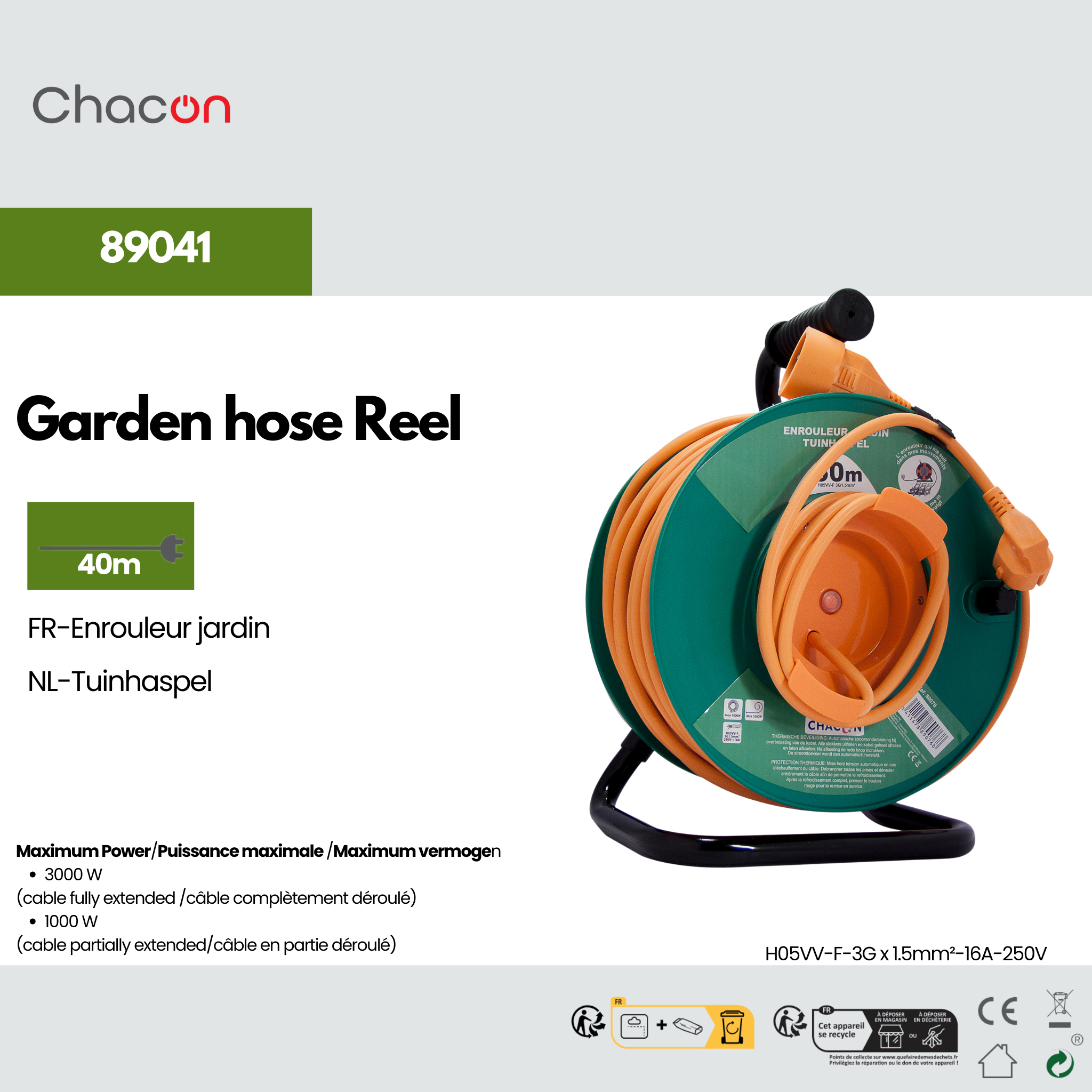 Kabelhaspel voor de tuin – 40 m