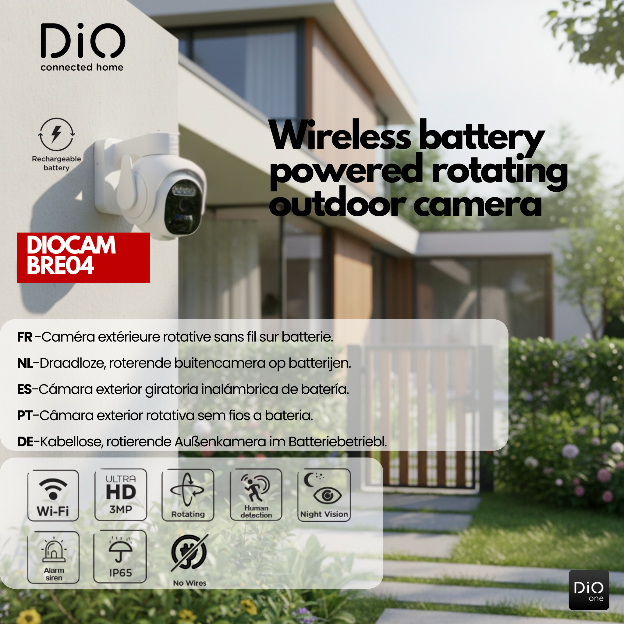 WiFi buiten draaibare camera op batterijen - 3MP