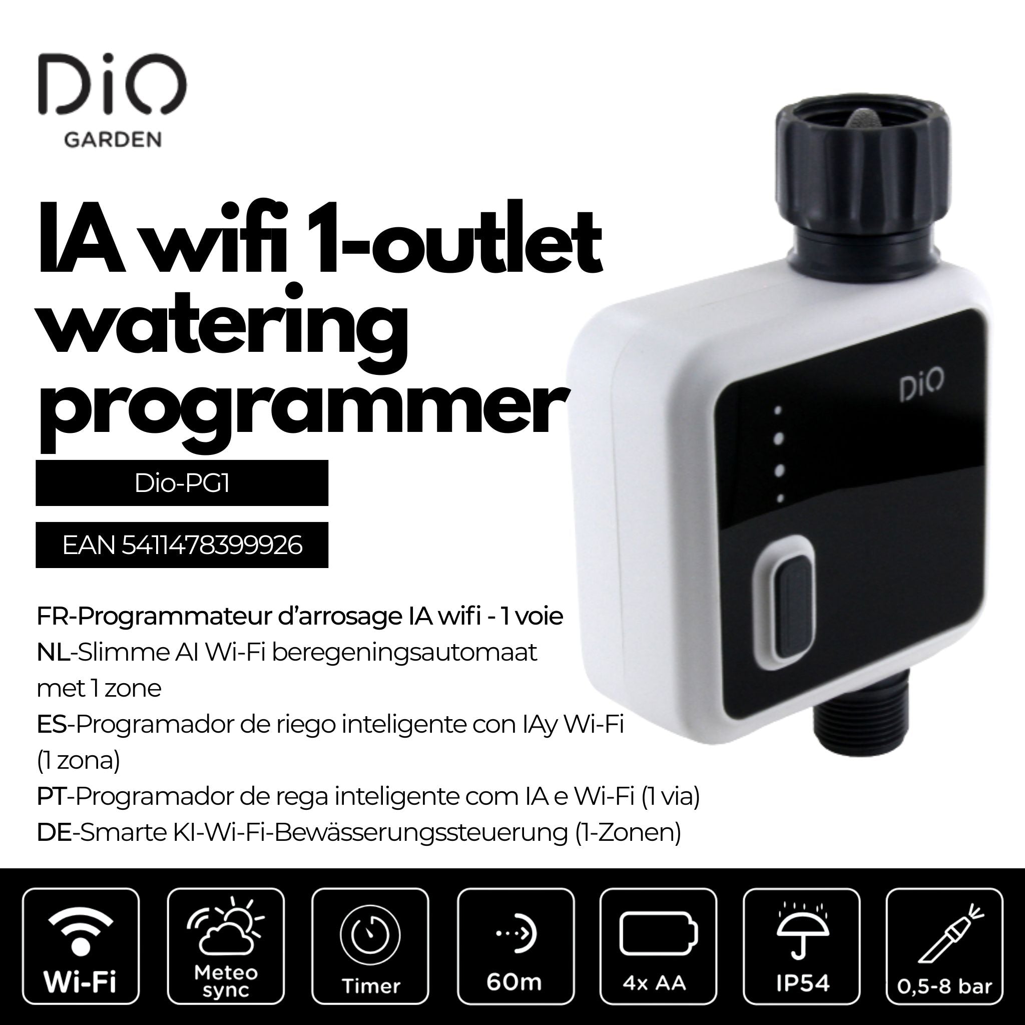 IA Wi-Fi 1-outlet connected watering programmer
